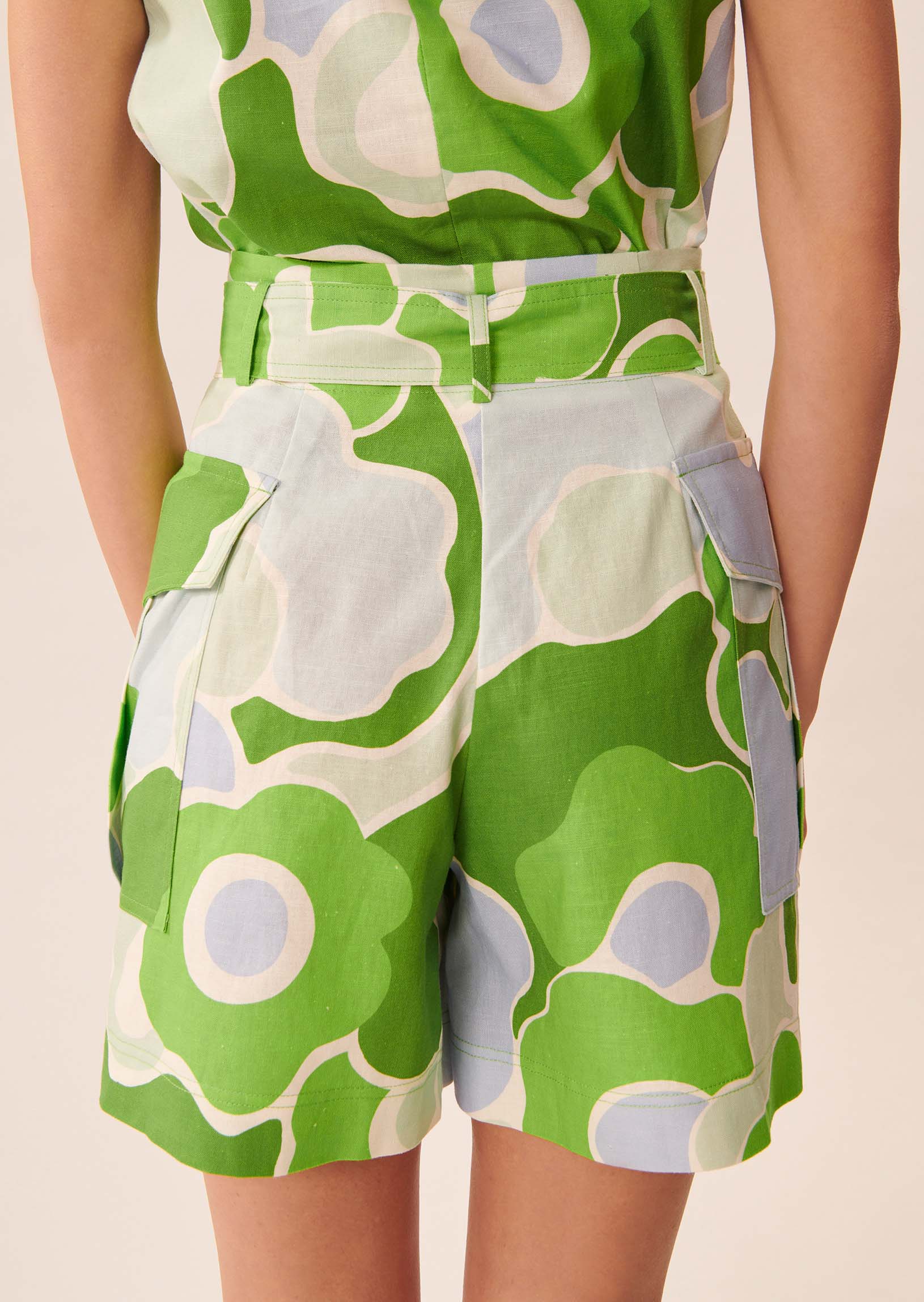 Short Sylvie vert imprimé à fleurs en coton Faume - seconde main