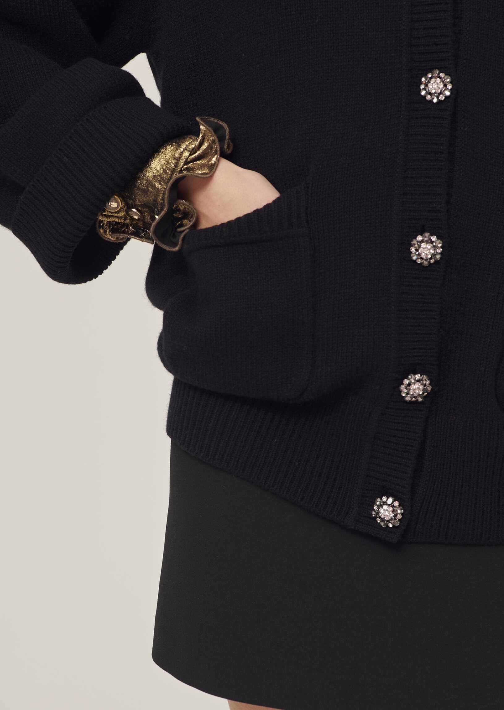 Gilet Ginger noir en maille identitaire Faume - seconde main