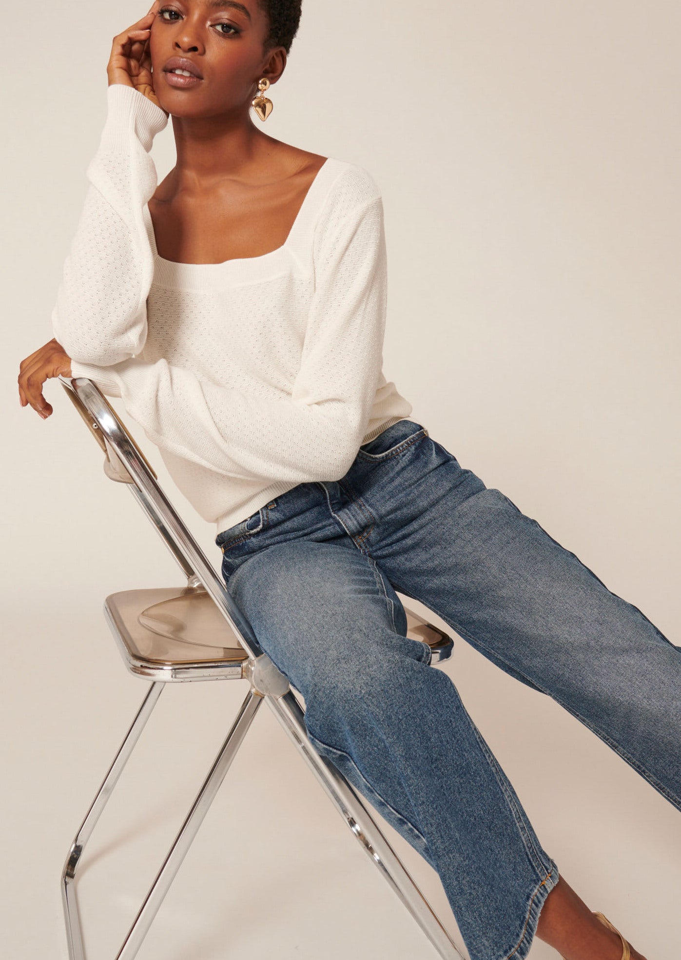 Pull Papillon blanc en coton extrafin Faume - seconde main