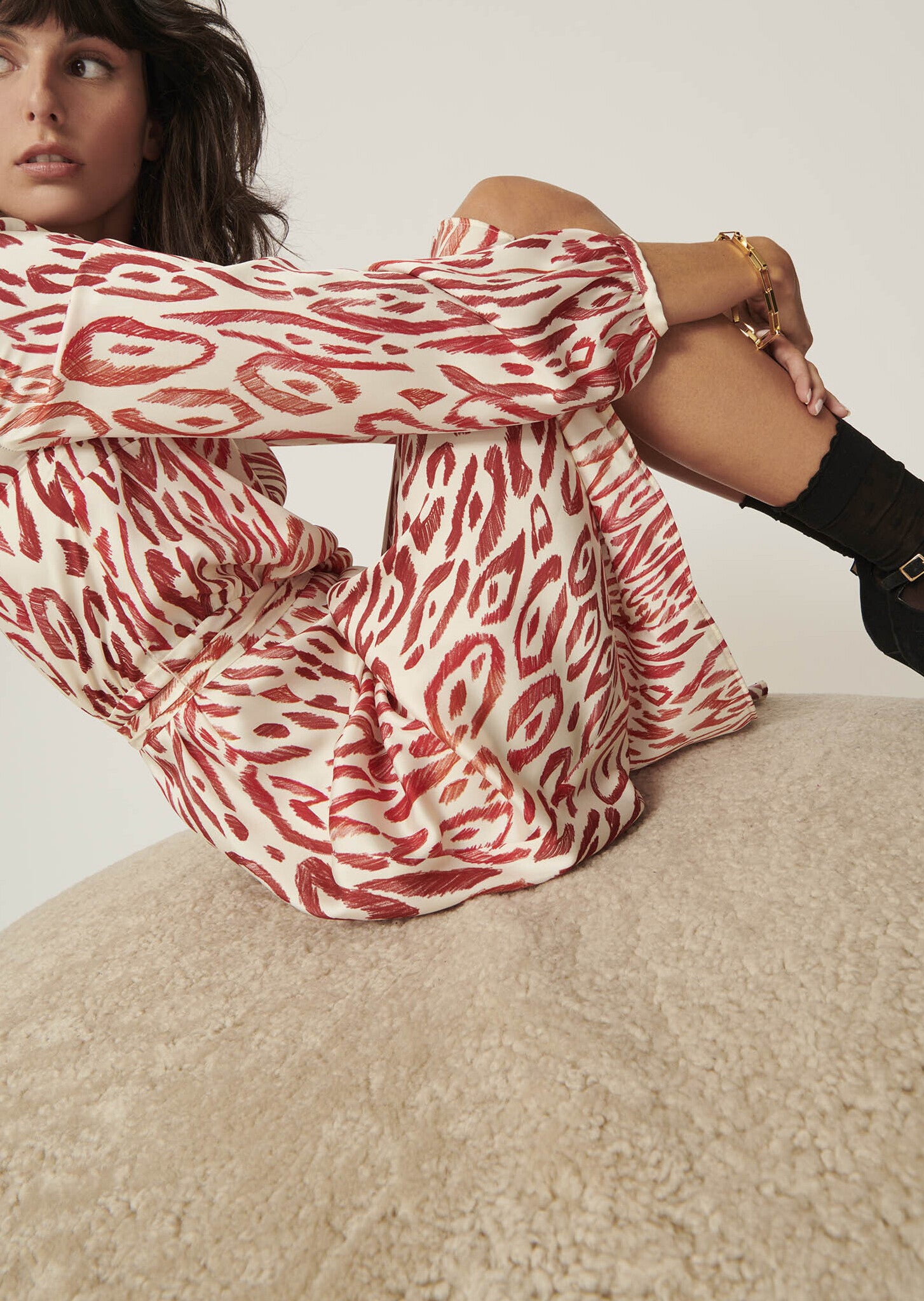 Robe Rilly écrue imprimé graphique léopard Faume - seconde main