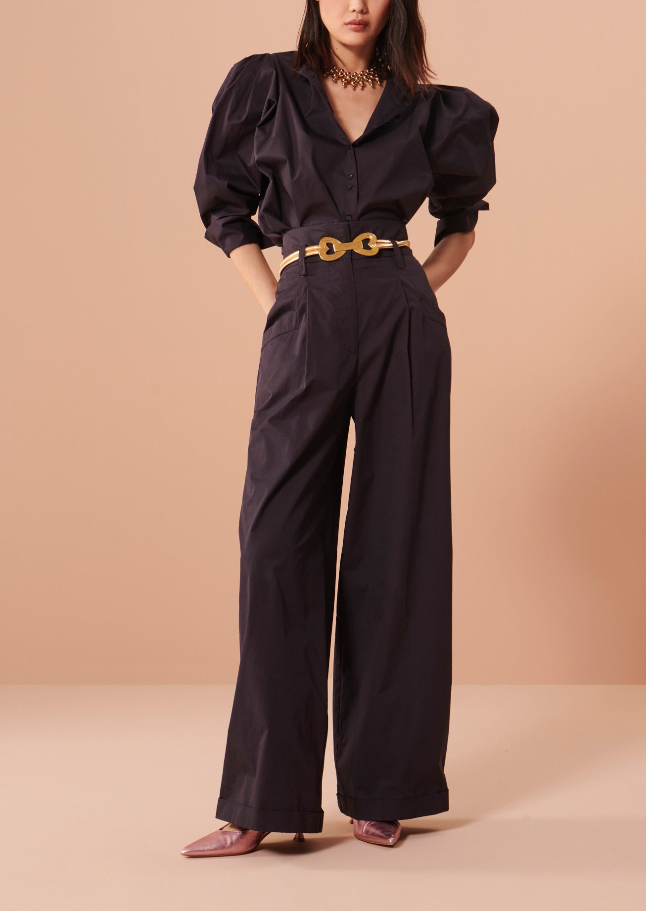 Chemise Citron bleu nuit en popeline Faume - seconde main