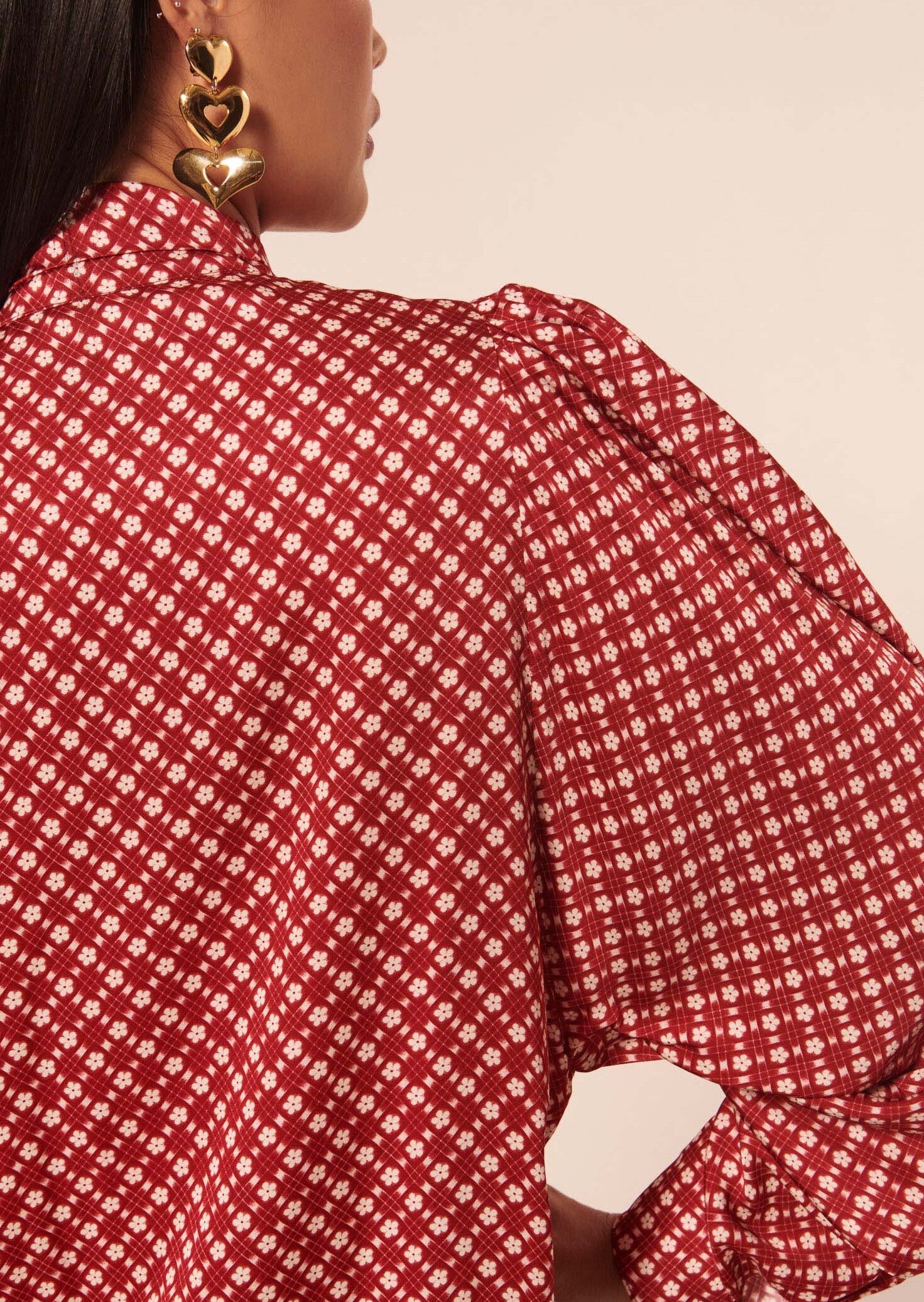 Chemise Candy rouge imprimé fleuri en satin Faume - seconde main