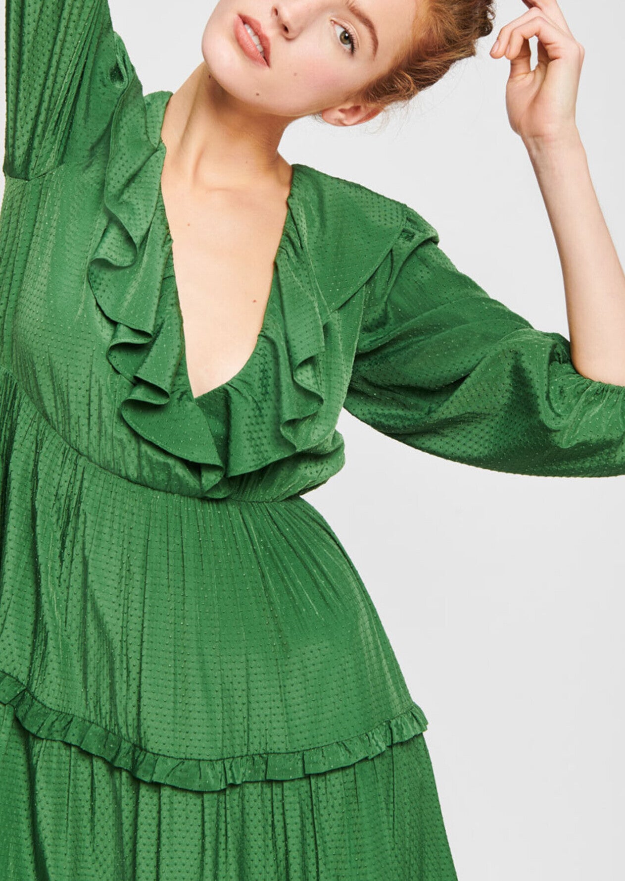 Robe verte à volants Faume - seconde main