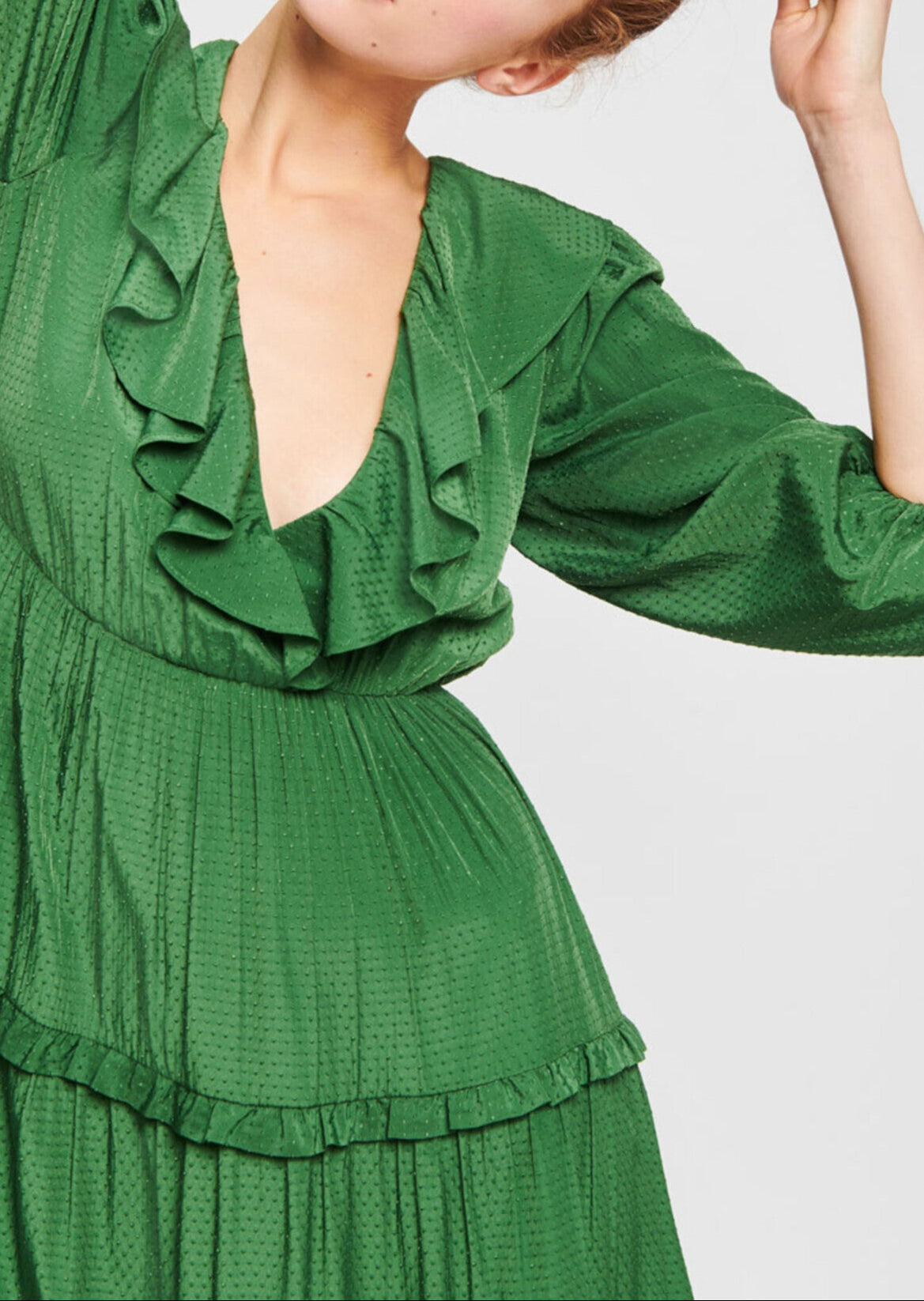 Robe verte à volants Faume - seconde main