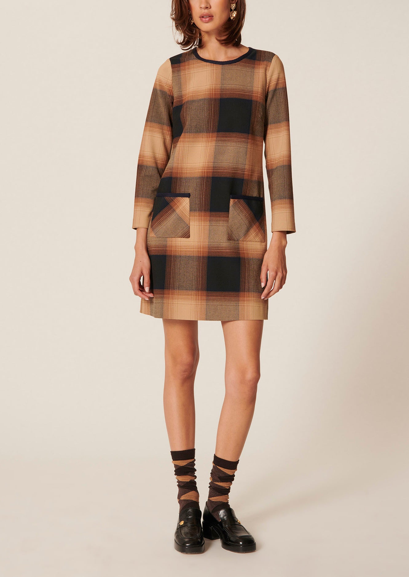 Robe Raijan camel en tartan Faume - seconde main