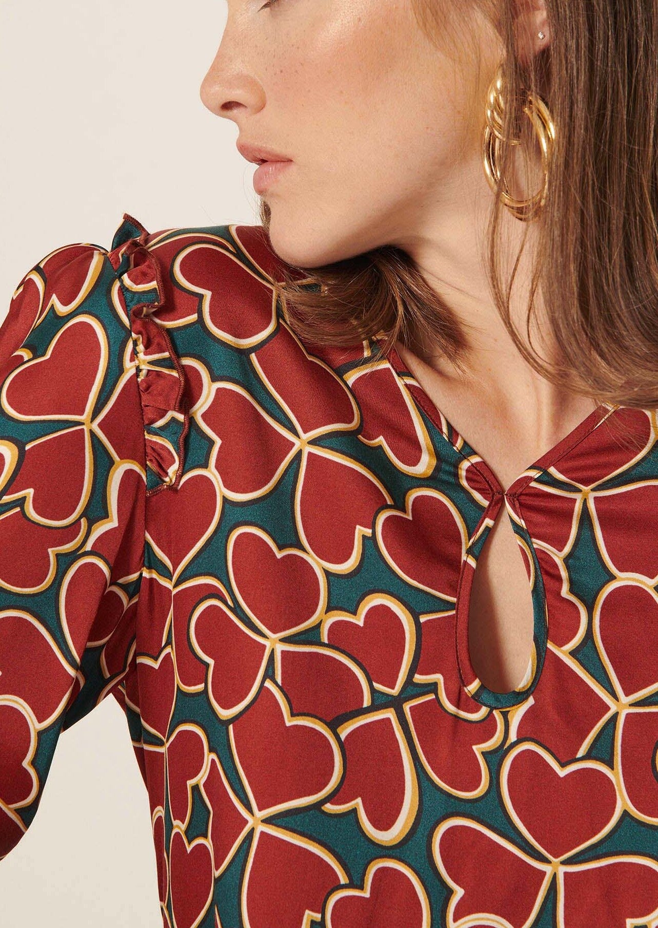 Top Toile vert imprimé trèfles Faume - seconde main