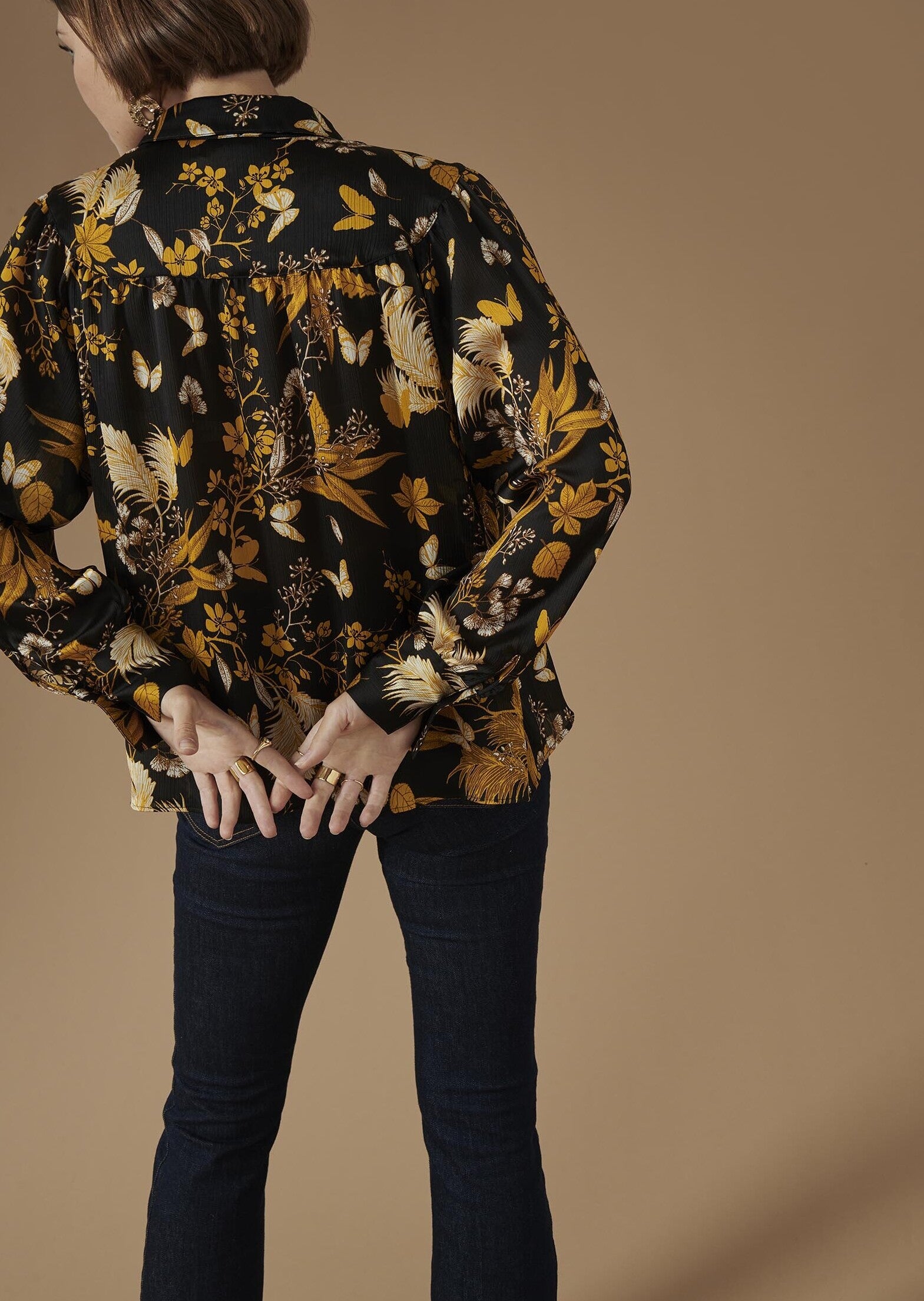 Blouse Tierra noire imprimé papillon de nuit Faume - seconde main