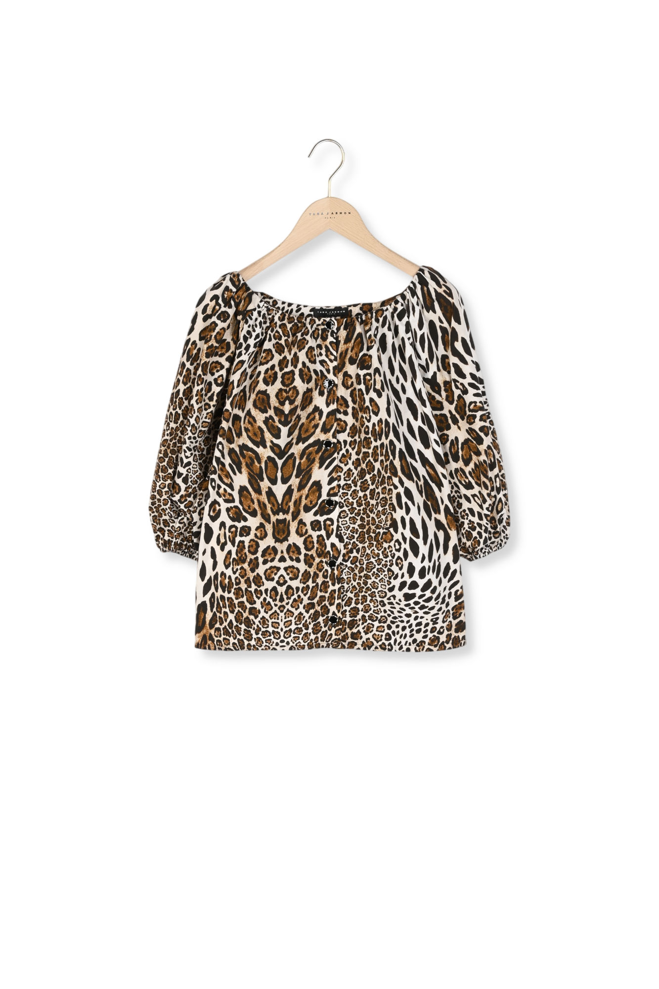 Chemise Cuba beige imprimé léopard en popeline Faume - seconde main