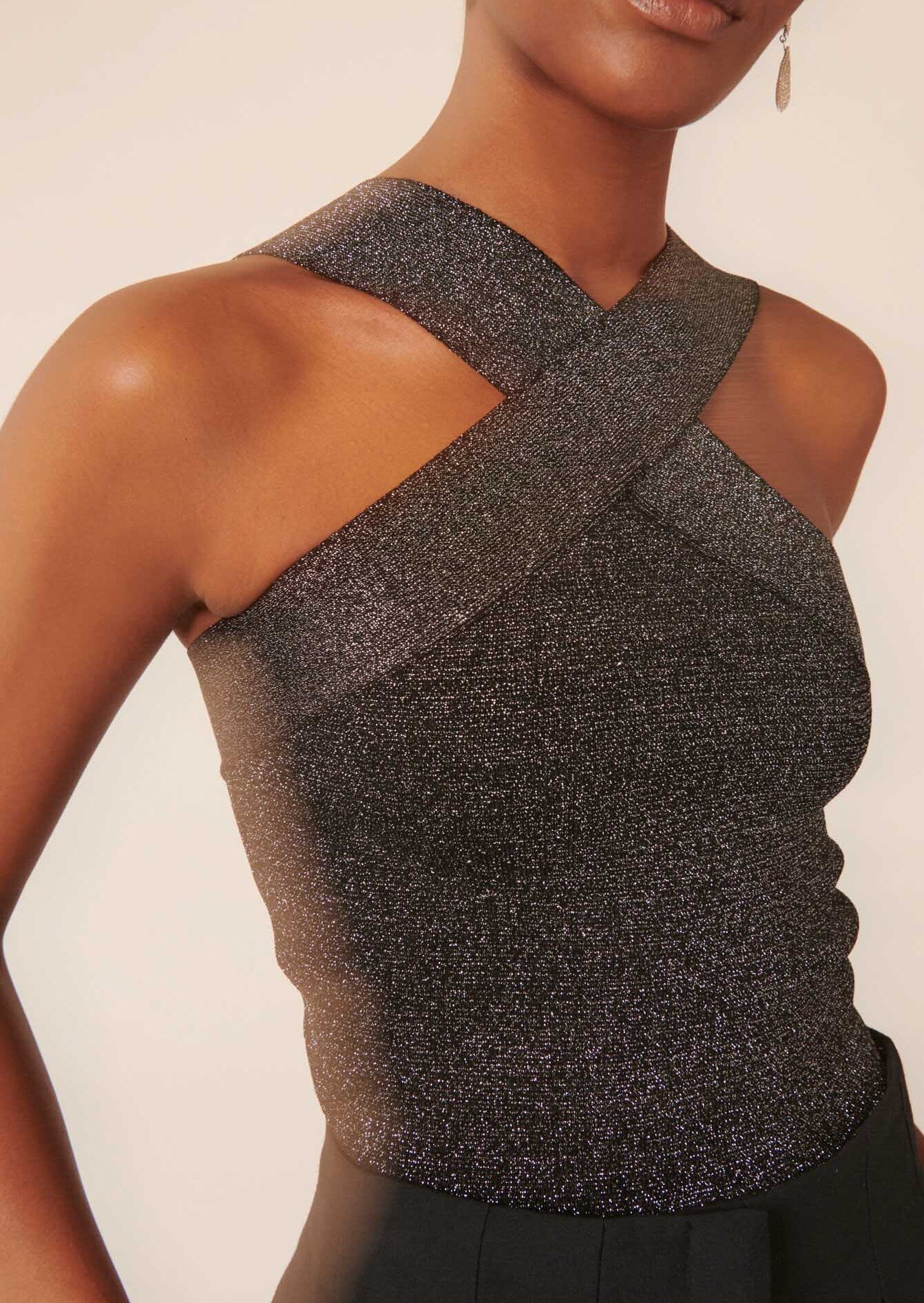 Top Prana noir en maille compacte lurex Faume - seconde main