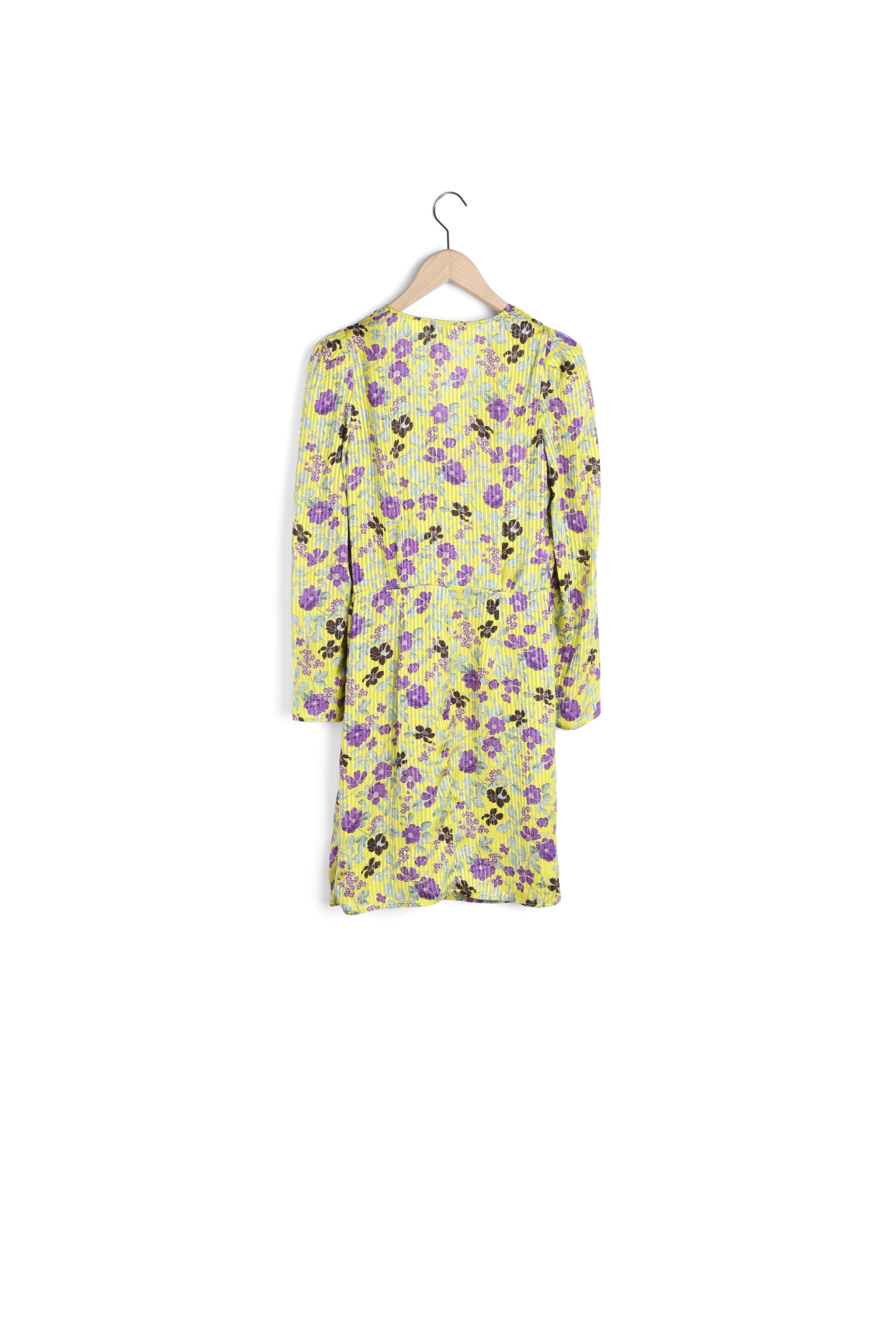 Robe courte Revelyne jaune imprimé fleurs lurex Faume - seconde main
