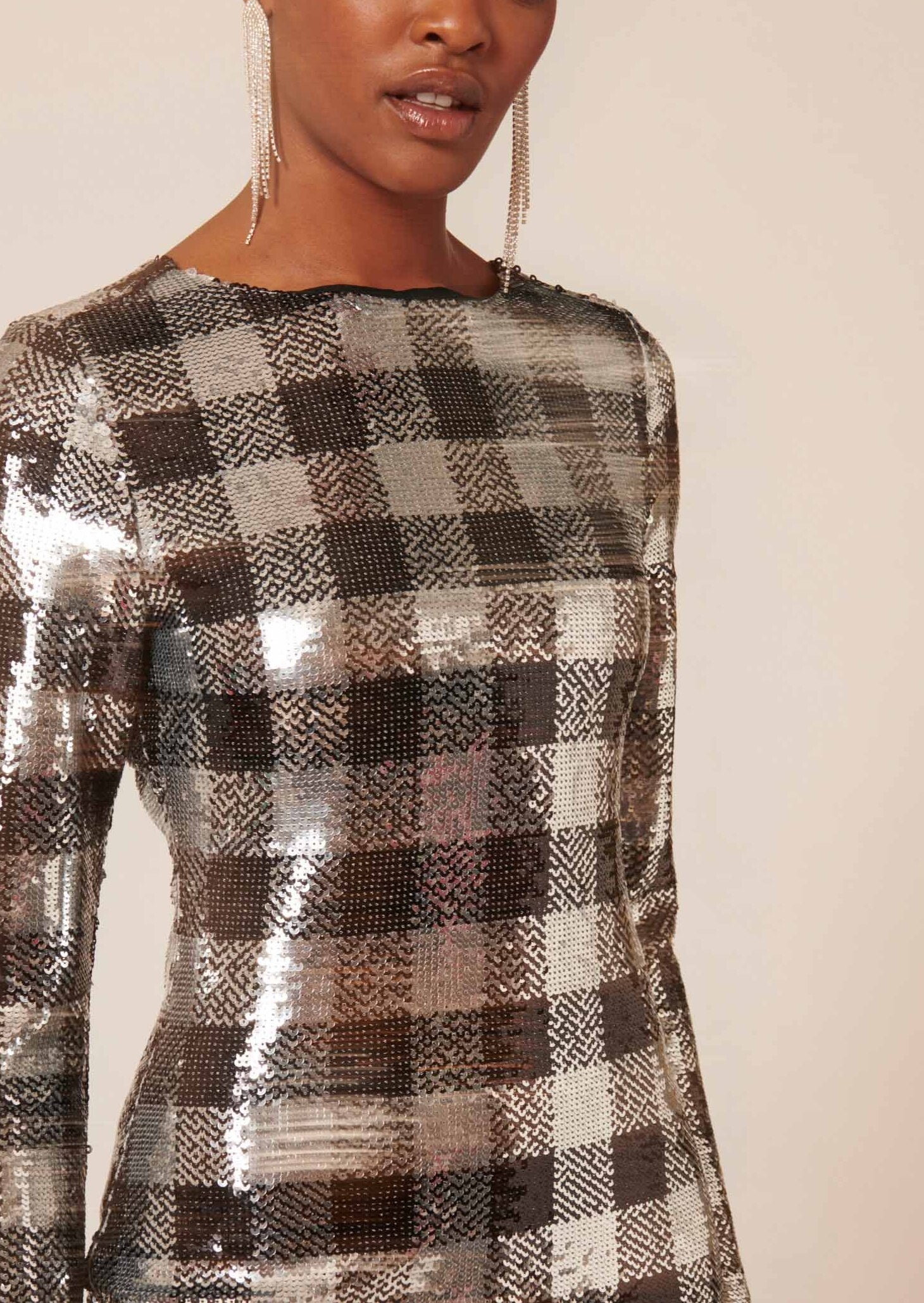 Robe Rory noire à carreaux en sequin Faume - seconde main