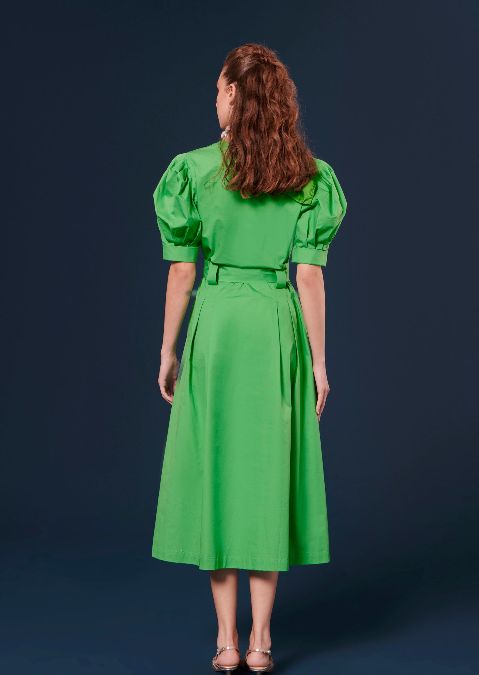 Robe Ranya verte en popeline Faume - seconde main