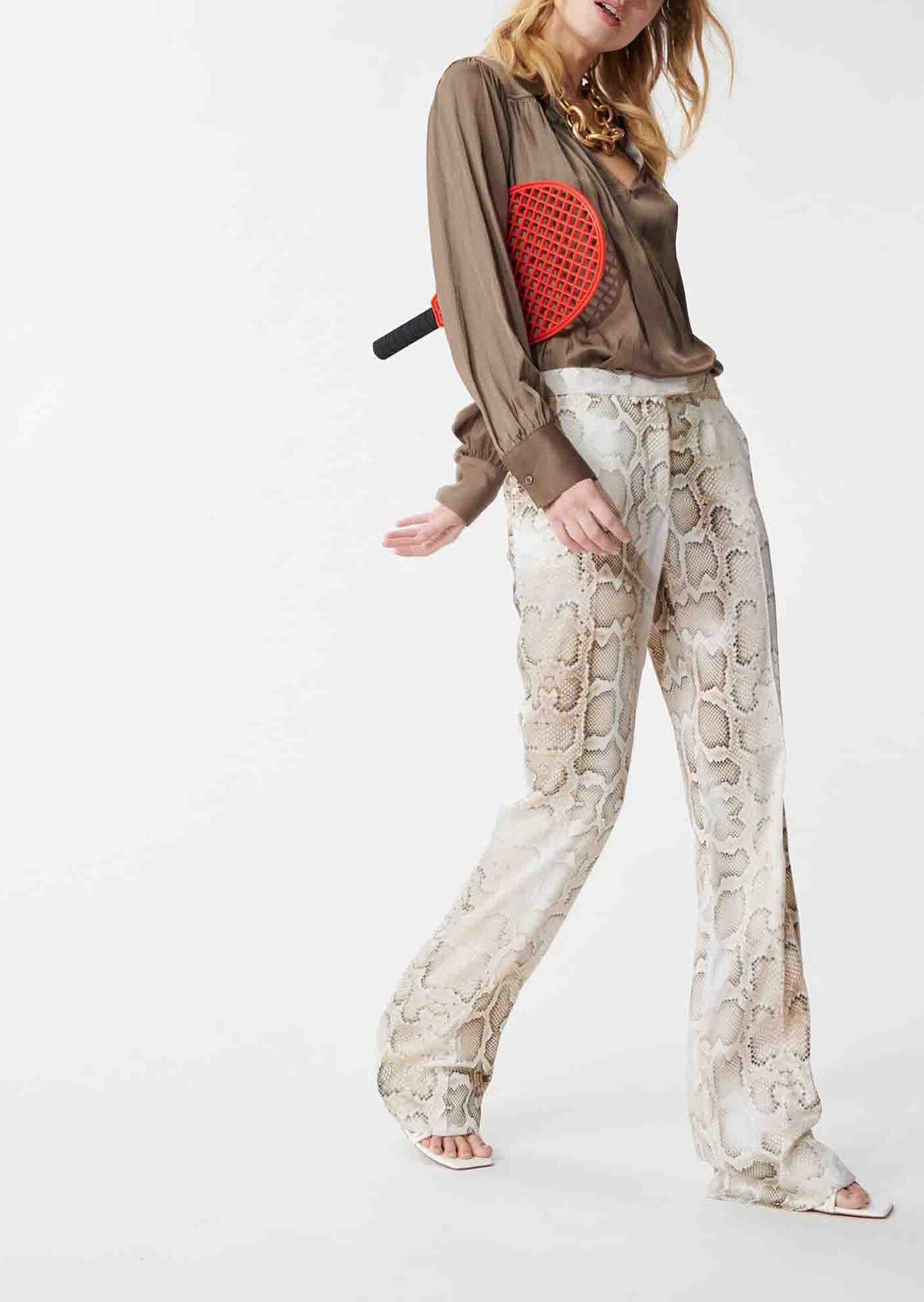 Pantalon Patti écru imprimé python Faume - seconde main