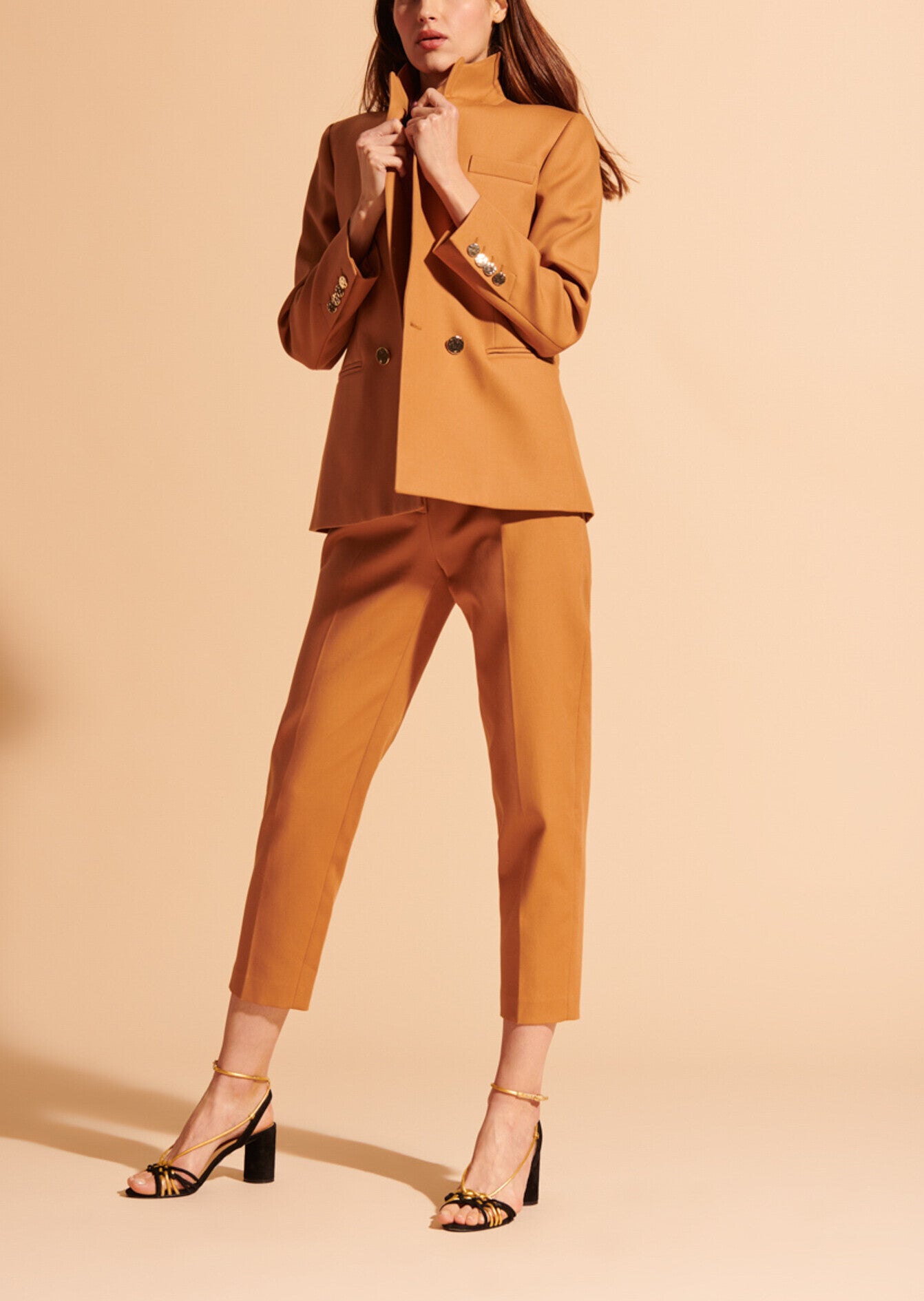 Veste de tailleur Violaine camel en twill de coton Faume - seconde main