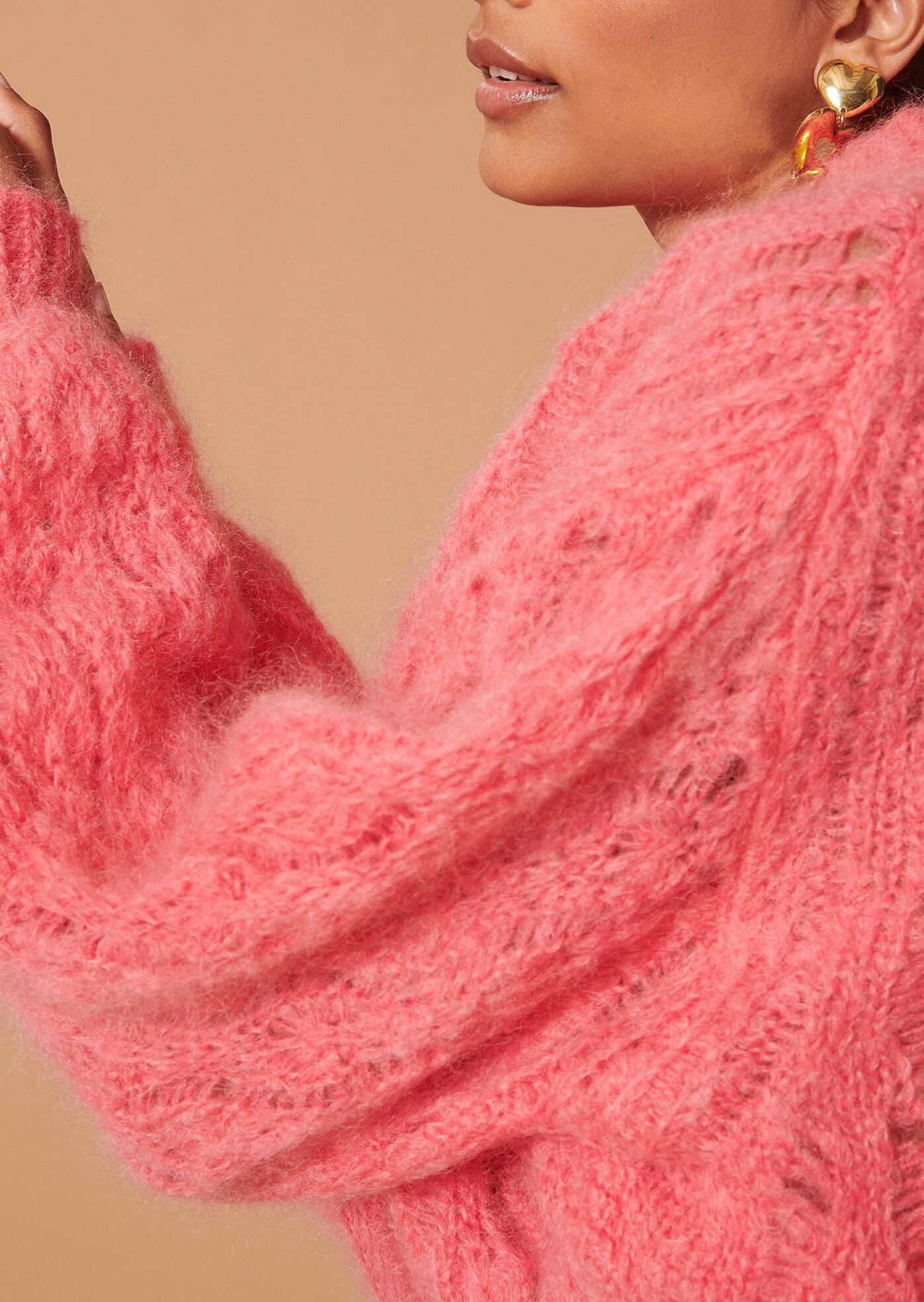 Pull Parasol rose en mohair Faume - seconde main