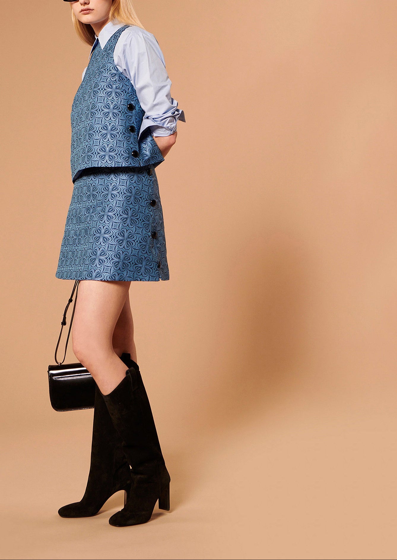 Jupe Juliya bleue en jacquard Faume - seconde main