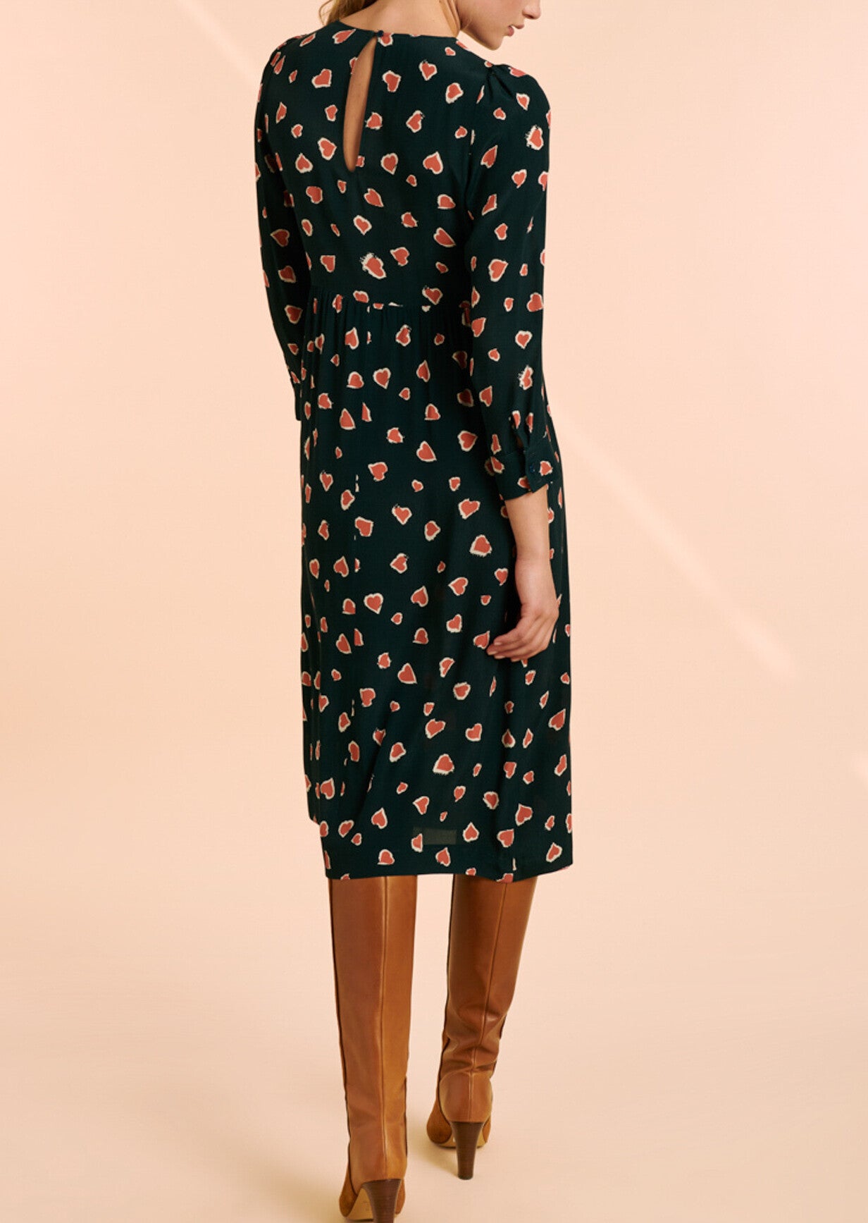 Robe Rubbia verte imprimé coeurs léopard Faume - seconde main