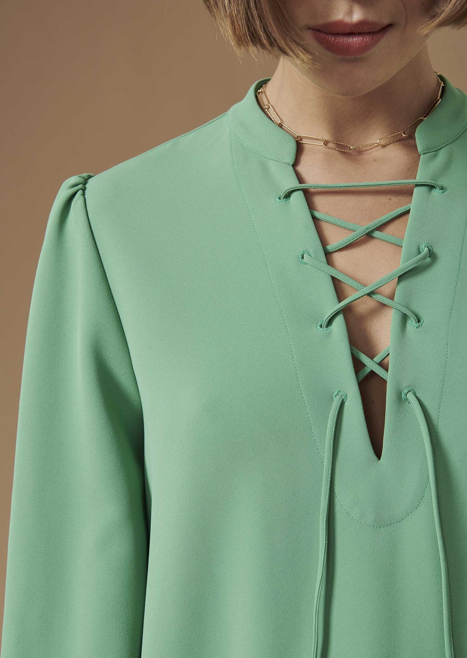 Robe Raiqa vert menthe en crêpe Faume - seconde main