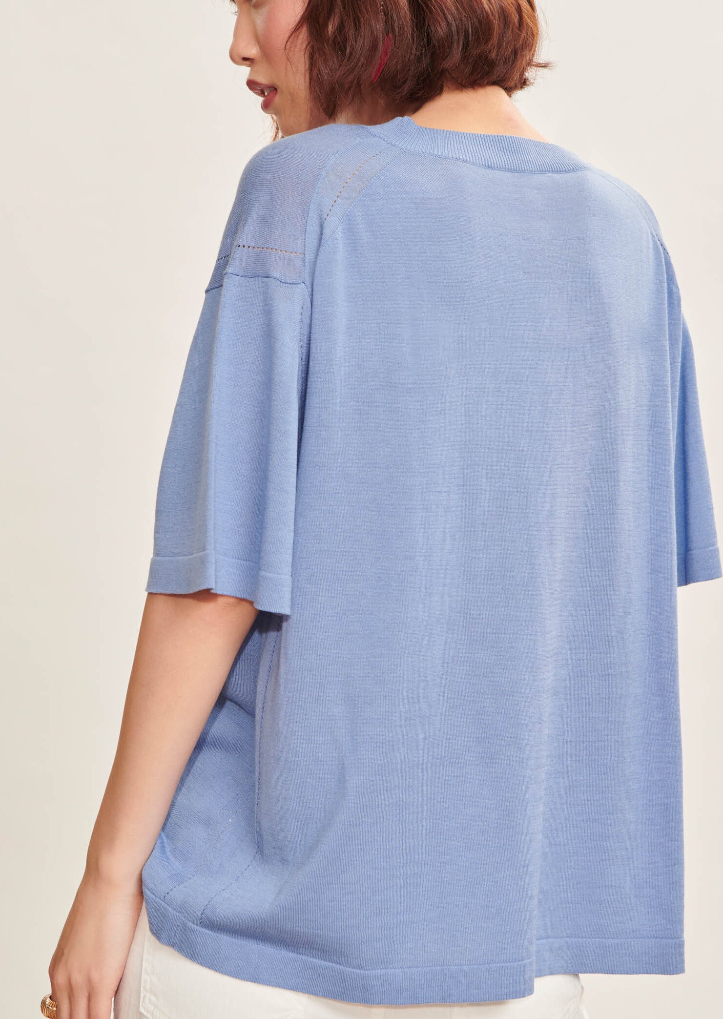 Pull Petale bleu en tencel de soie Faume - seconde main