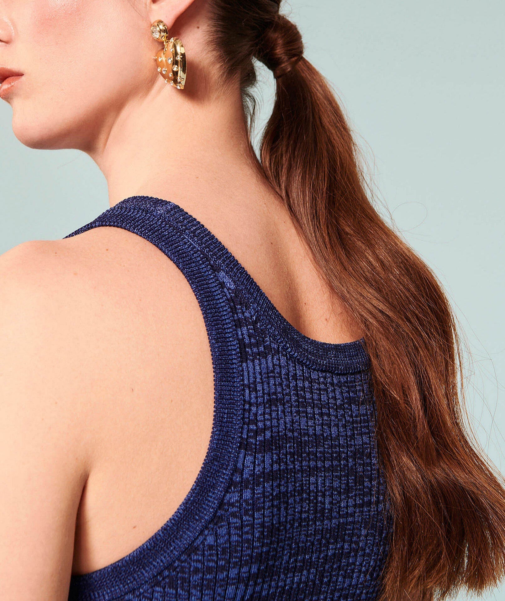 Débardeur Posh bleu chiné côtelé Faume - seconde main