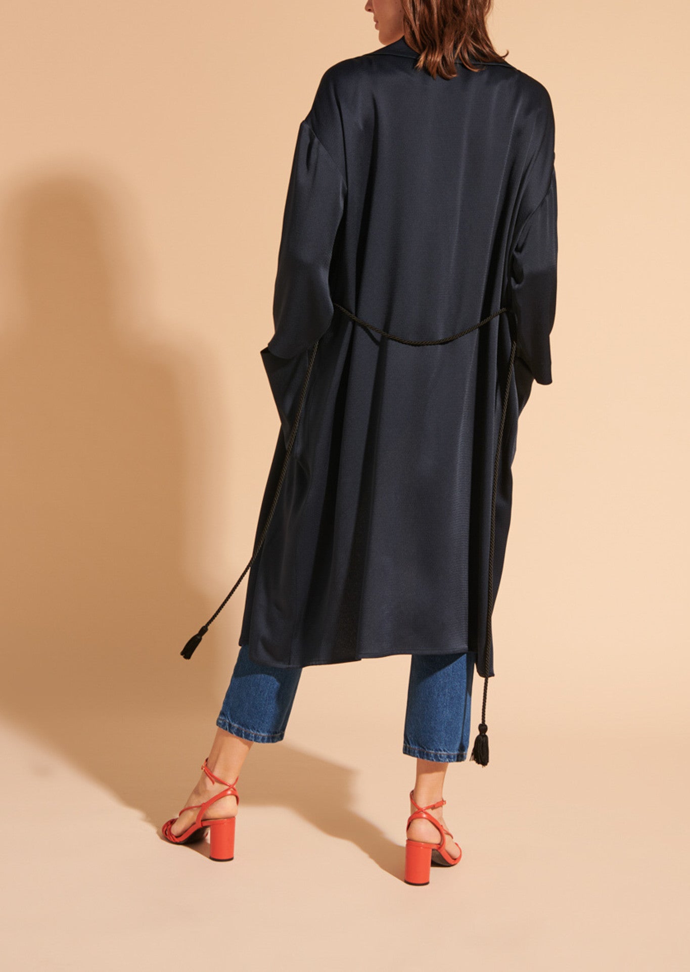 Veste fluide Marguerite bleu nuit en crêpe martelé Faume - seconde main