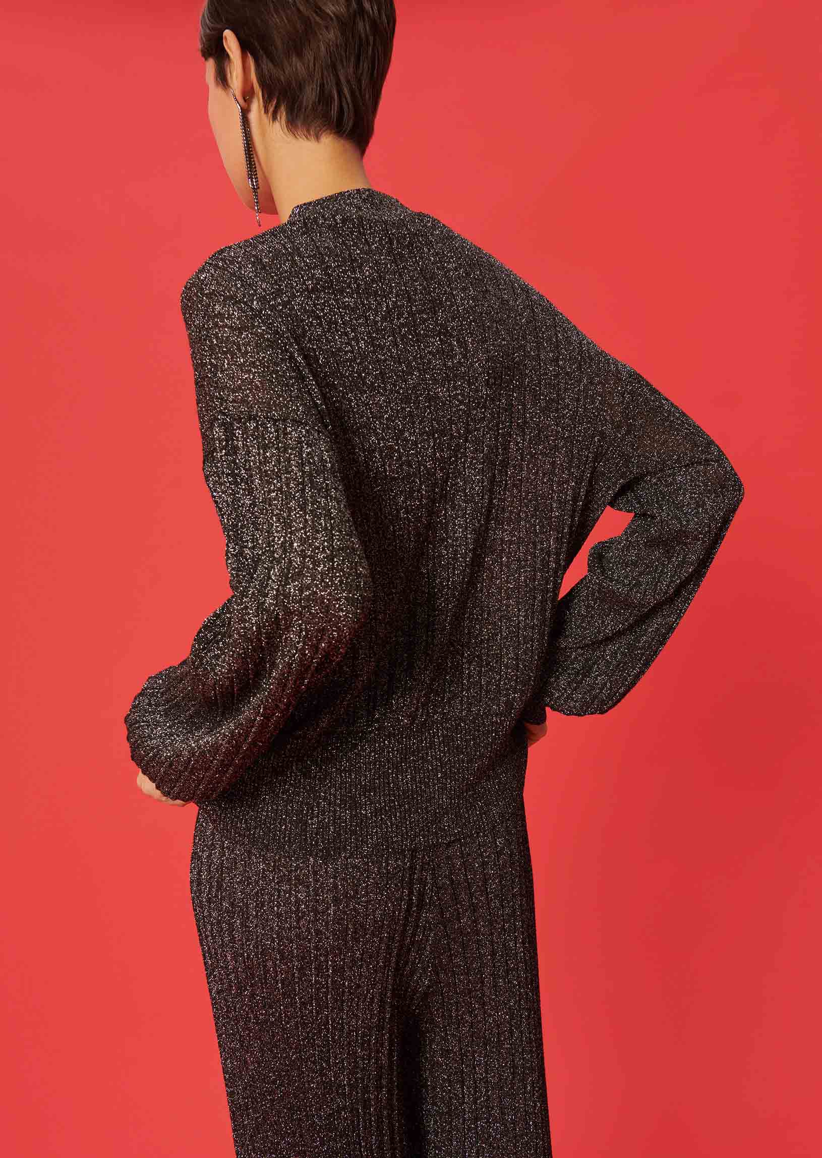 Gilet Galatee noir en maille fine lurex Faume - seconde main