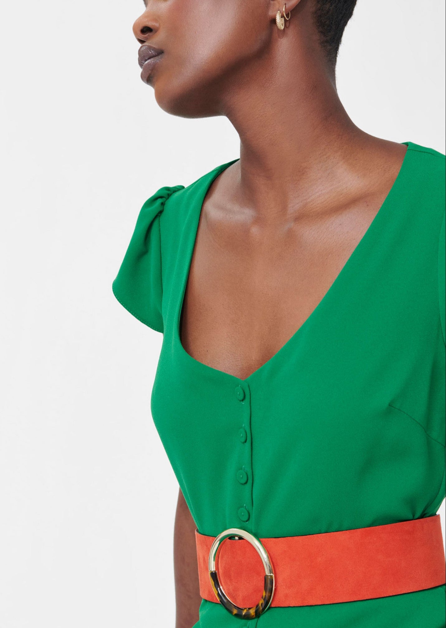 Robe Ruomi vert en crêpe mat Faume - seconde main