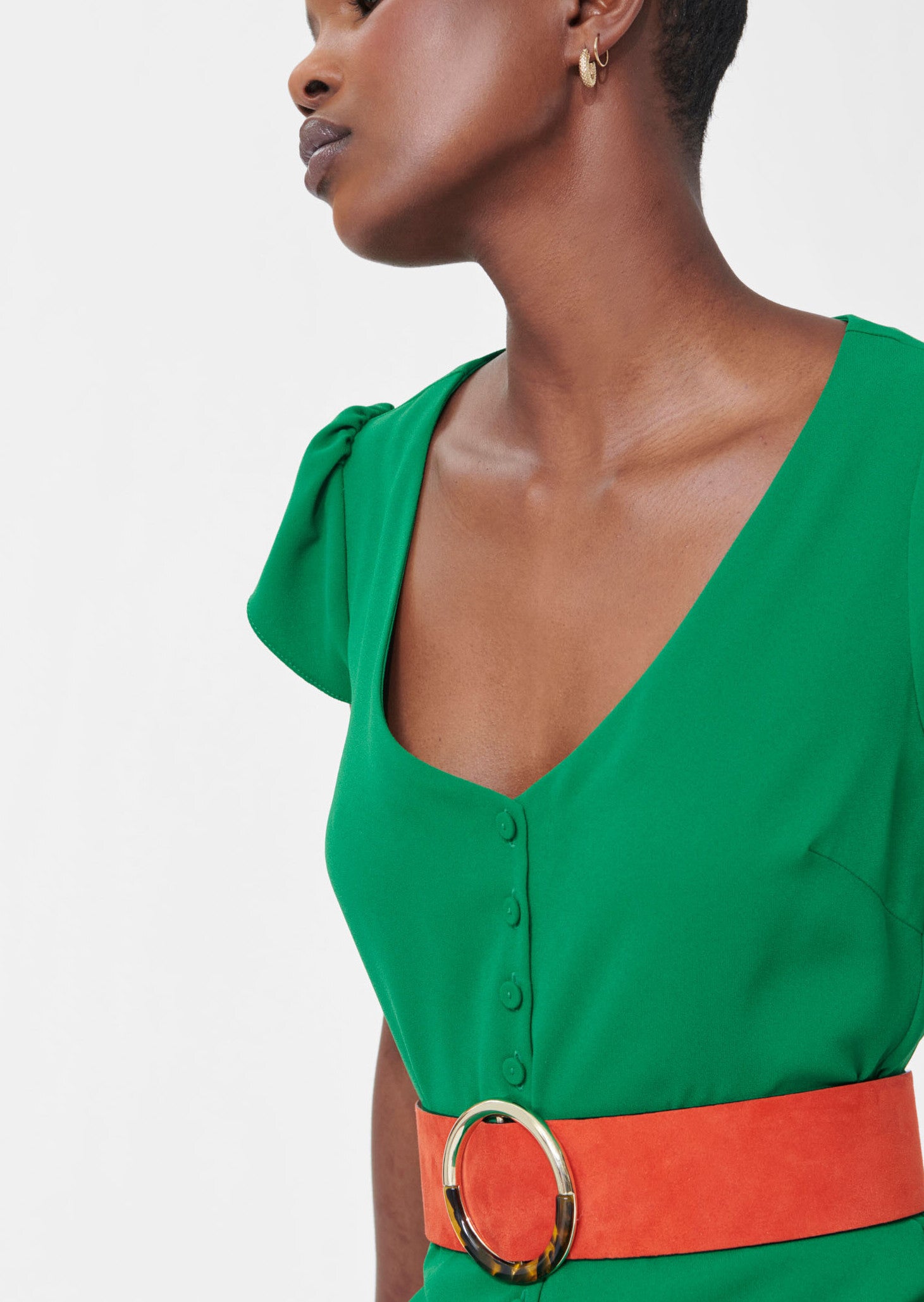 Robe Ruomi vert en crêpe mat Faume - seconde main