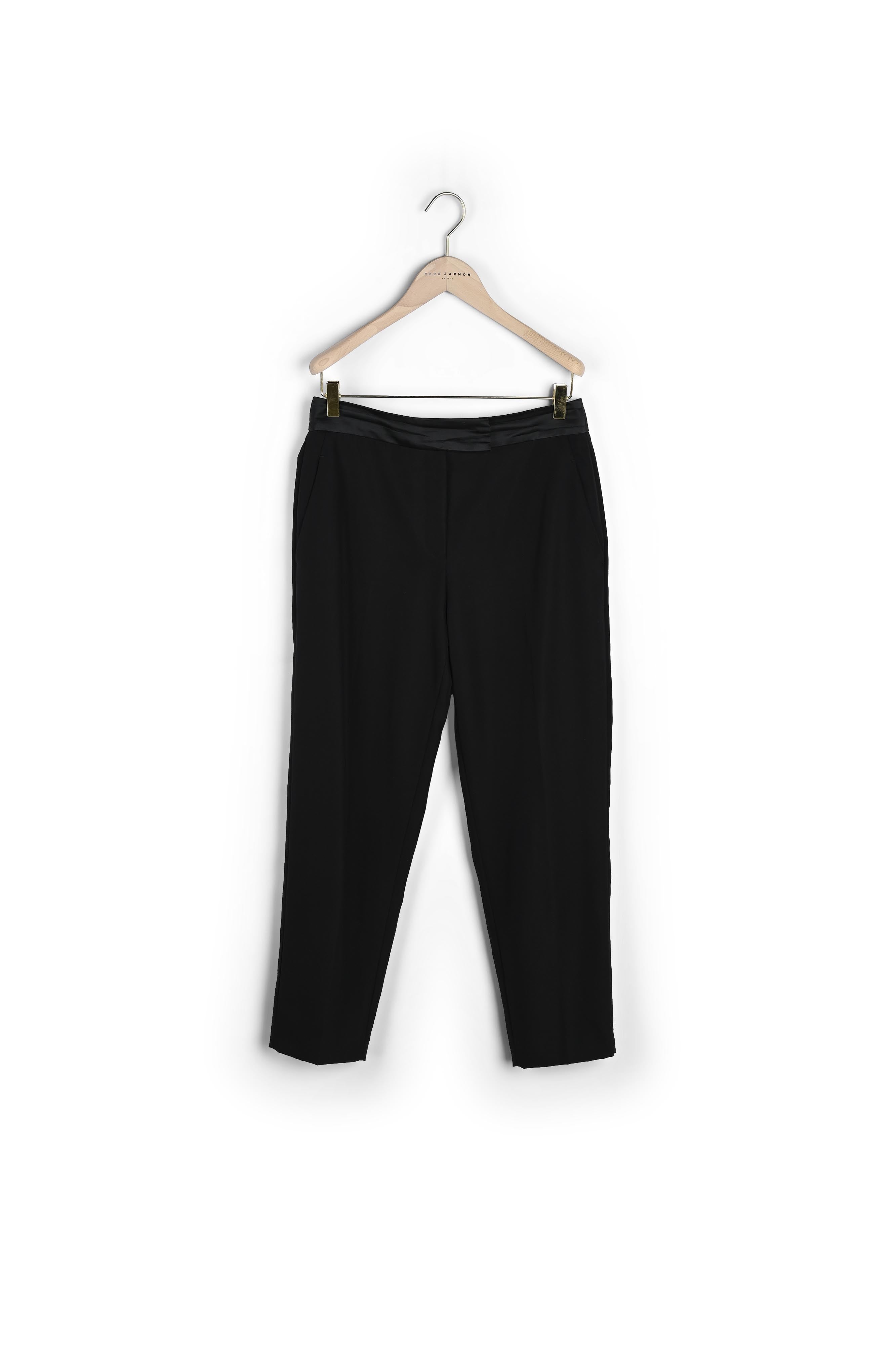 Pantalon cigarette Pacôme noir en laine vierge Faume - seconde main