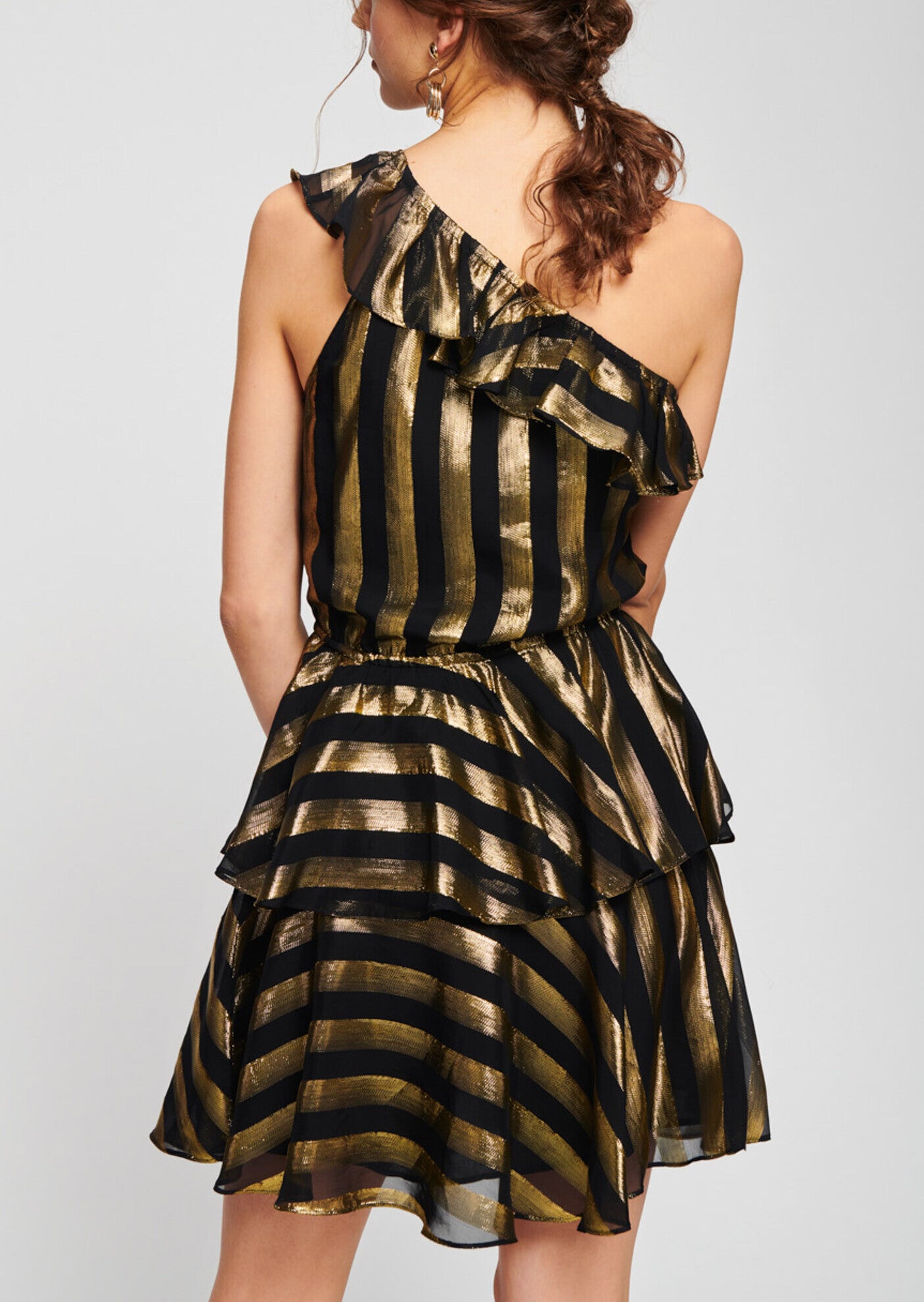 Robe asymétrique à volants en lurex Faume - seconde main