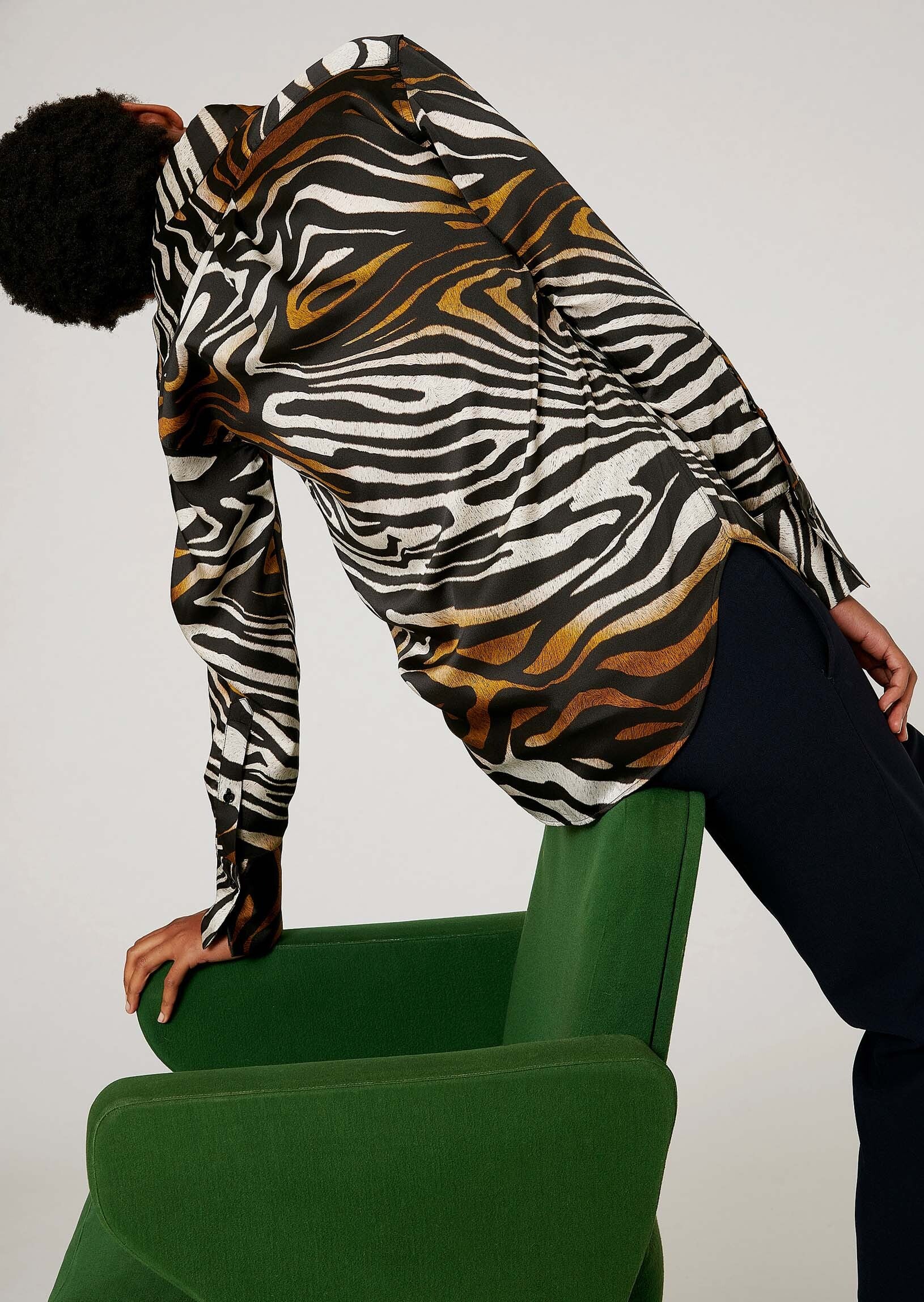 Chemise Taz noire imprimé zèbre en viscose Faume - seconde main