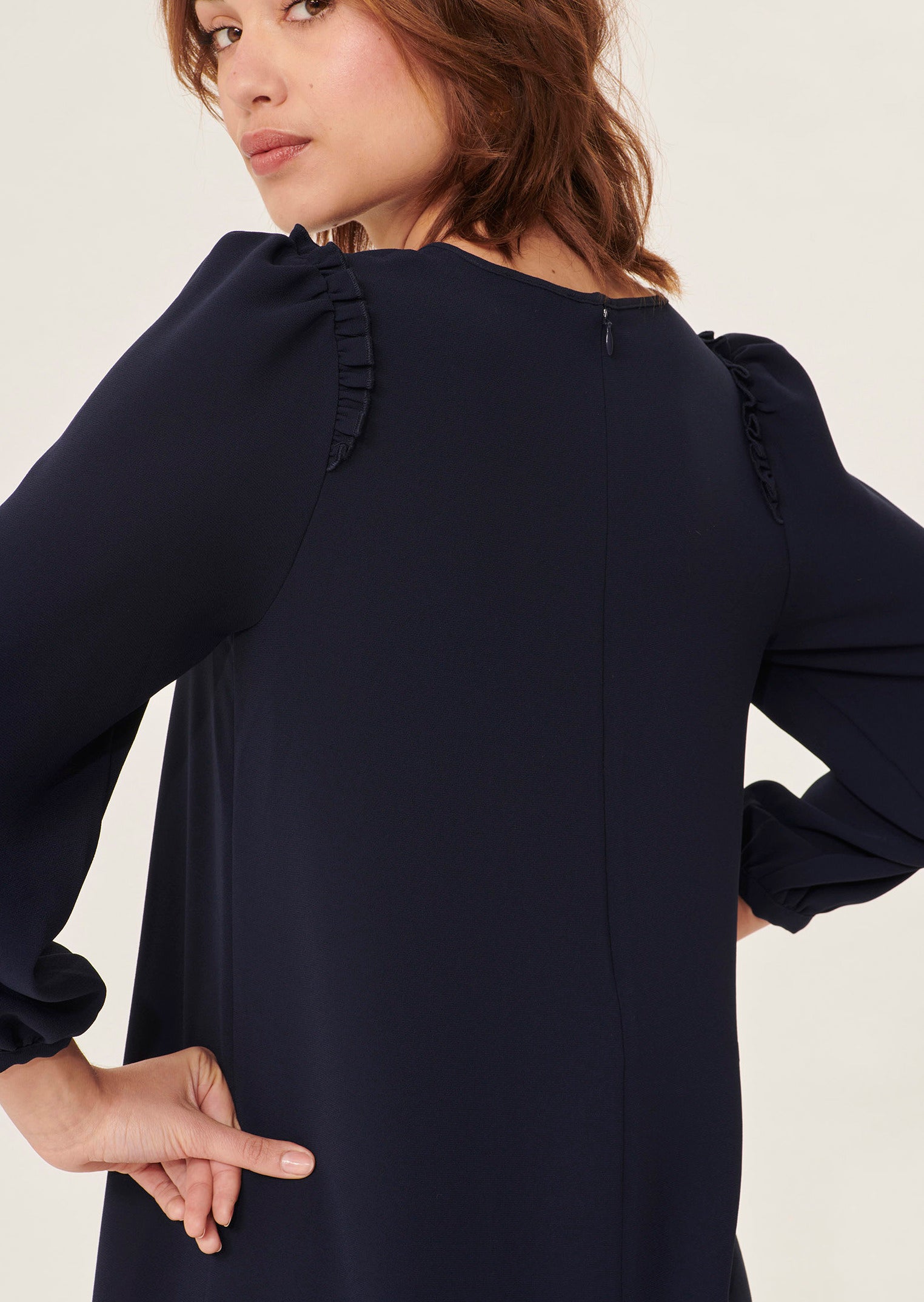 Robe Ruffa bleu nuit en crêpe Faume - seconde main
