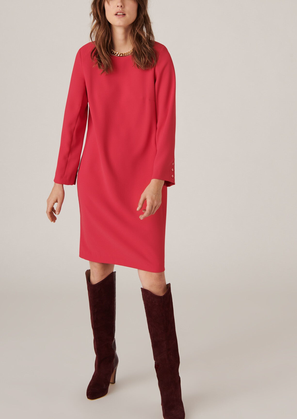 Robe courte Rosalinda en crêpe lourd rose Faume - seconde main