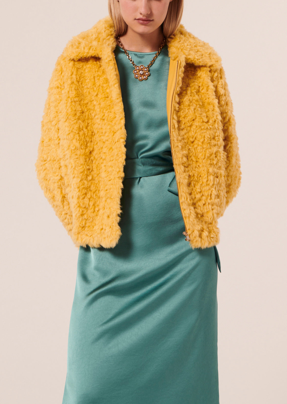 Robe Ruby bleue en satin fluide Faume - seconde main