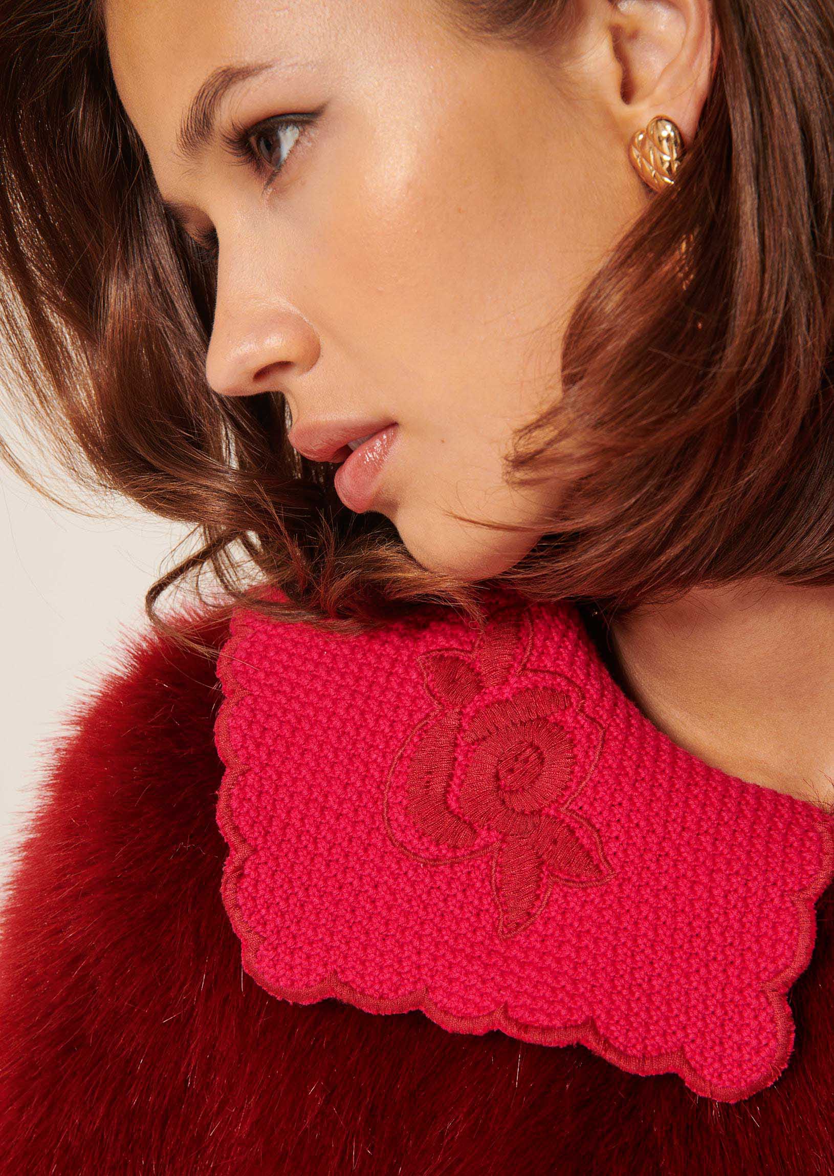 Manteau Melusine bordeaux en fausse fourrure Faume - seconde main