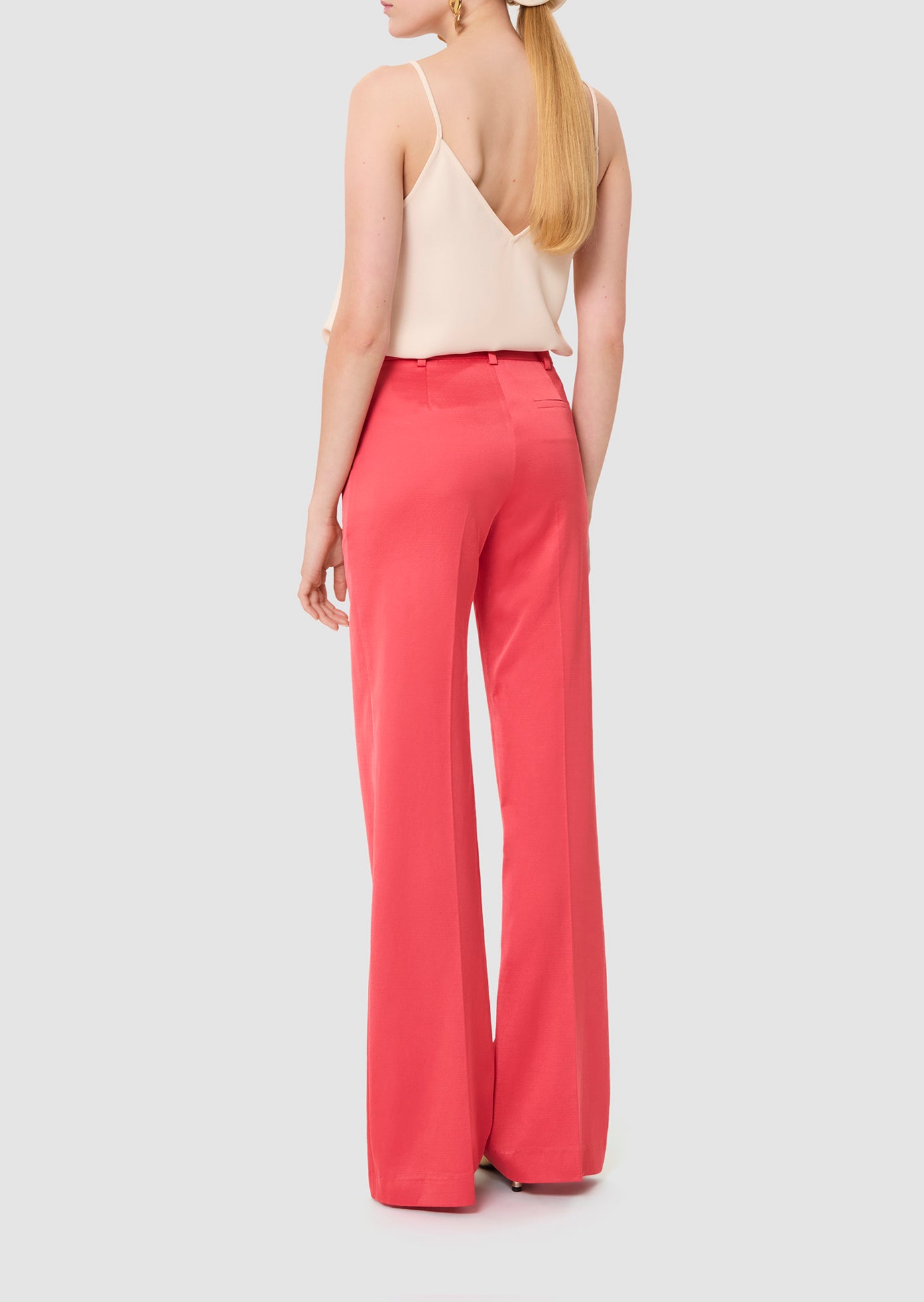 Pantalon rouge en lin satiné Pitt Faume - seconde main