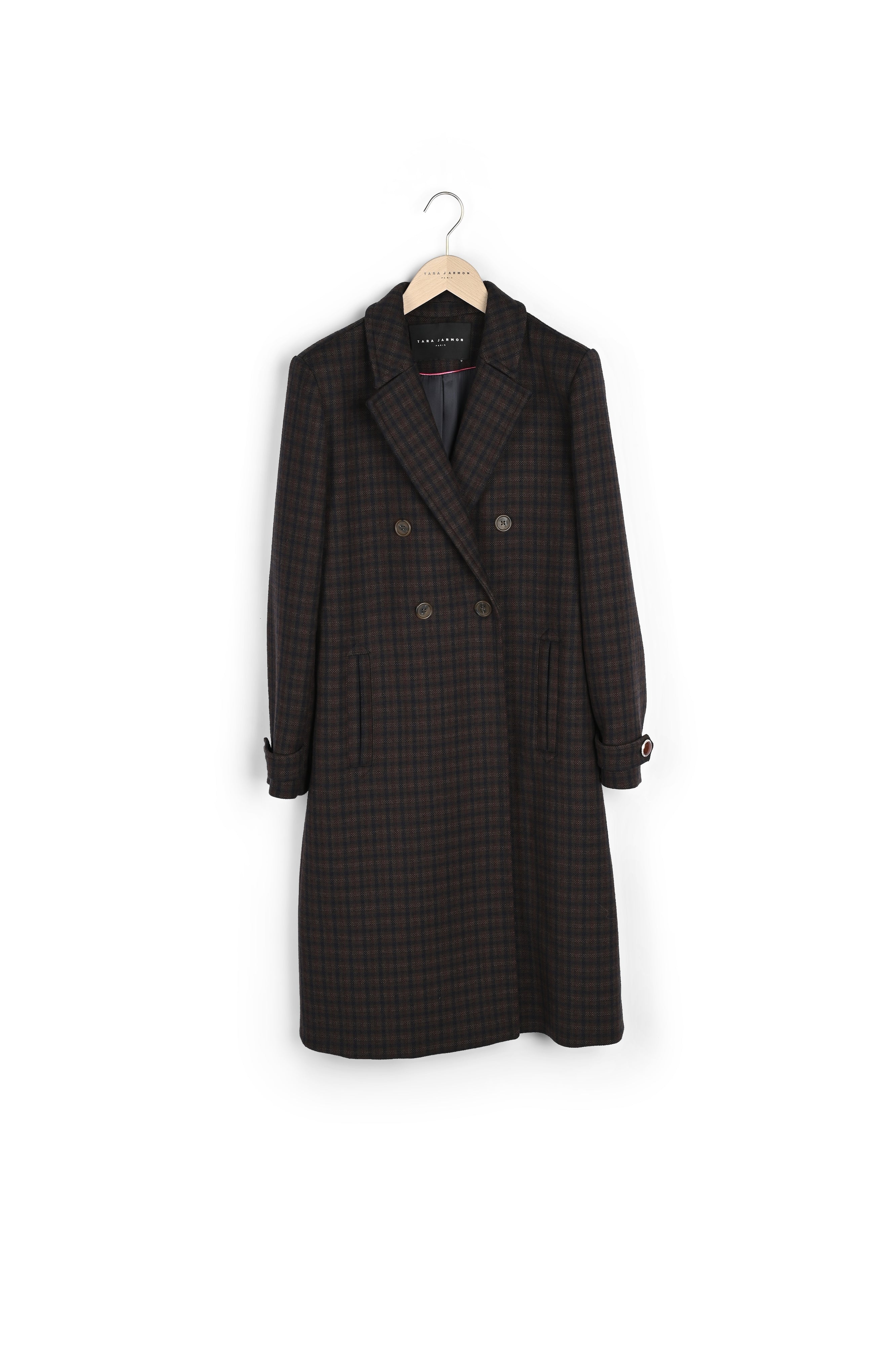 Manteau Majestueux marron à carreaux en laine Faume - seconde main