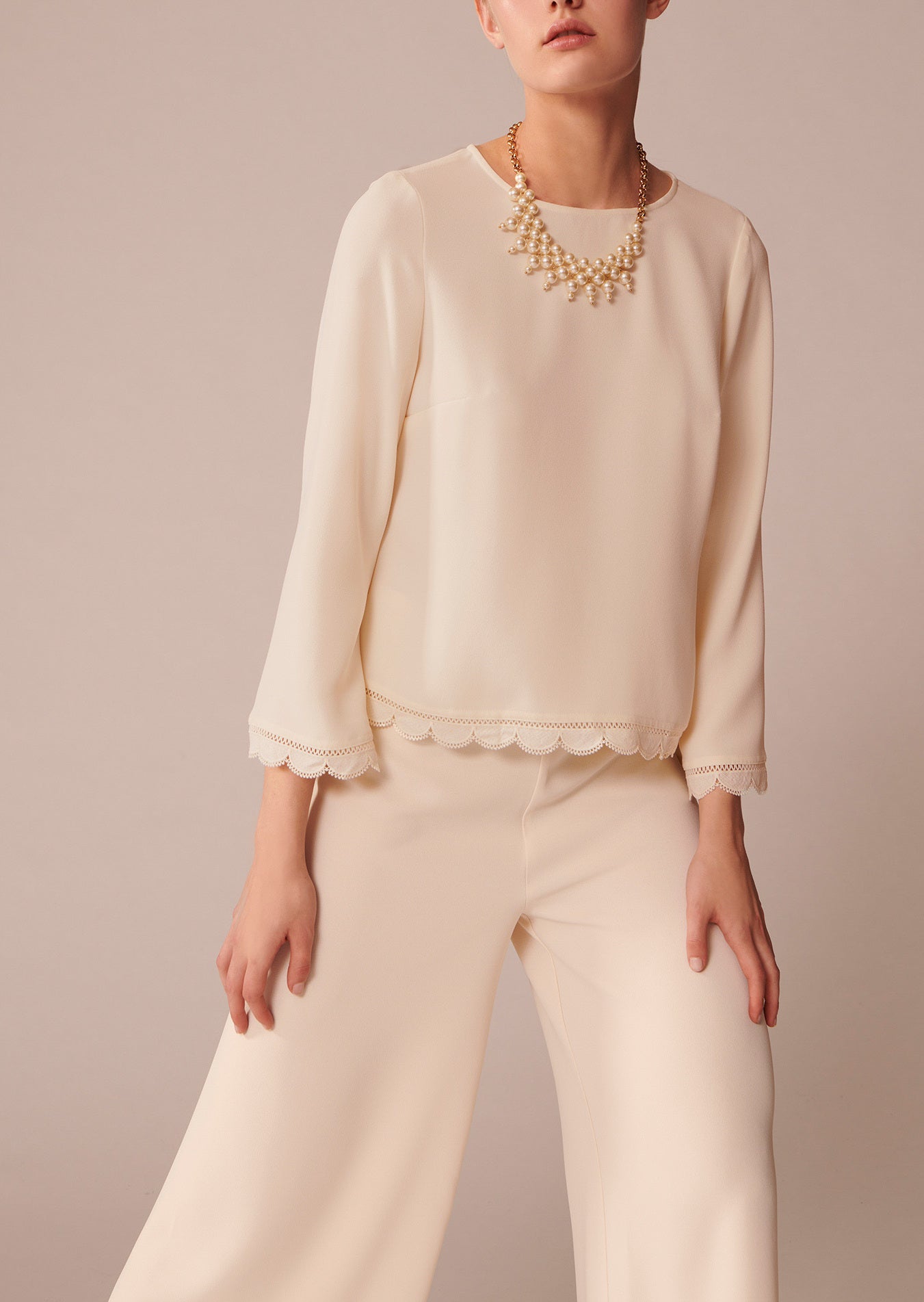 Top Teddy écrue en crêpe Faume - seconde main