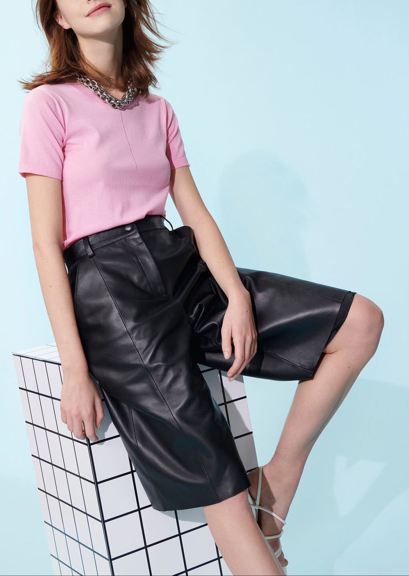 Pull Pistache rose pâle en coton extrafin Faume - seconde main