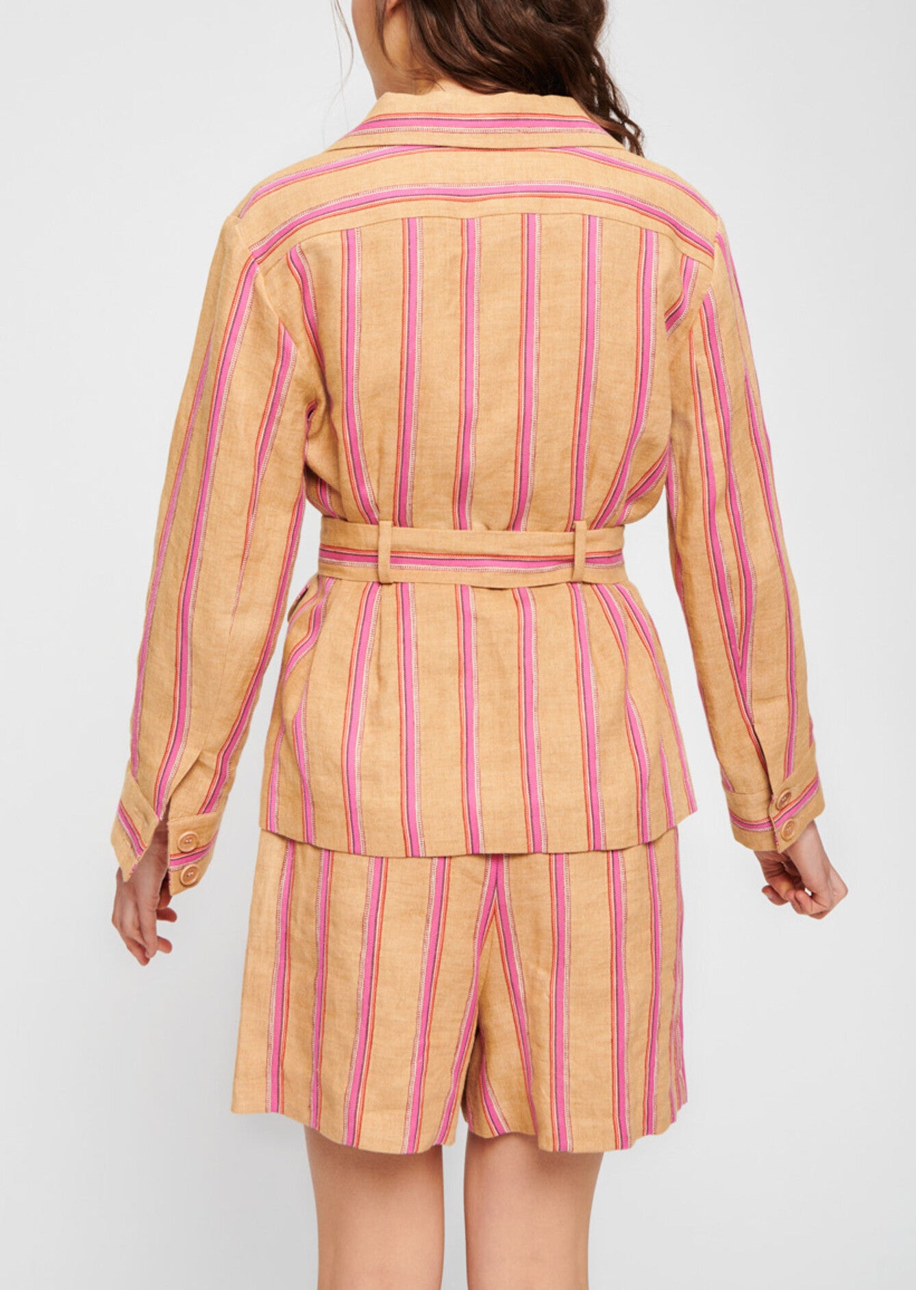 Veste en lin à rayures roses Faume - seconde main