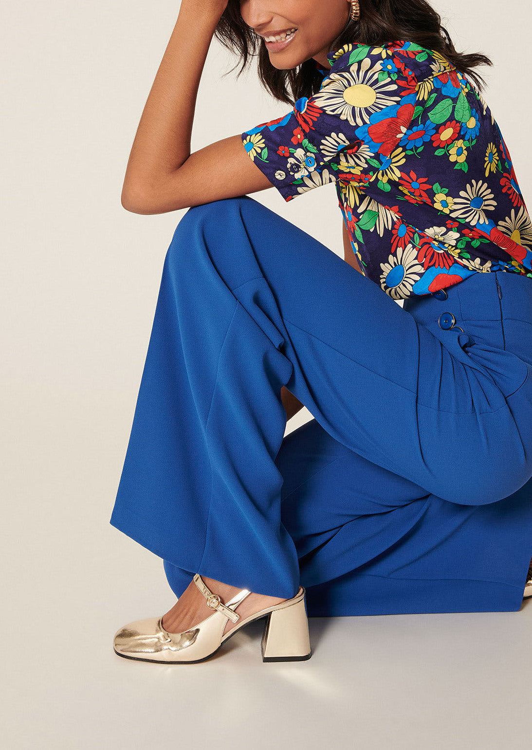 Pantalon Pilar bleu en crêpe Faume - seconde main