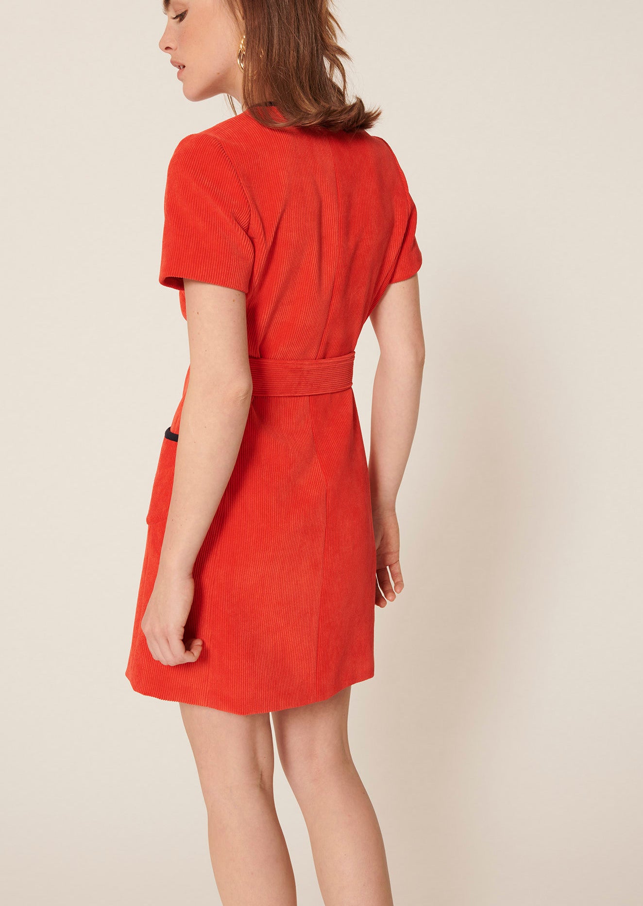 Robe Rythme rouge en velours côtelé Faume - seconde main