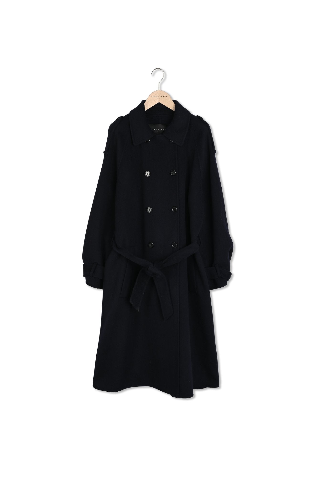 Manteau Ivane bleu nuit en laine double face Faume - seconde main