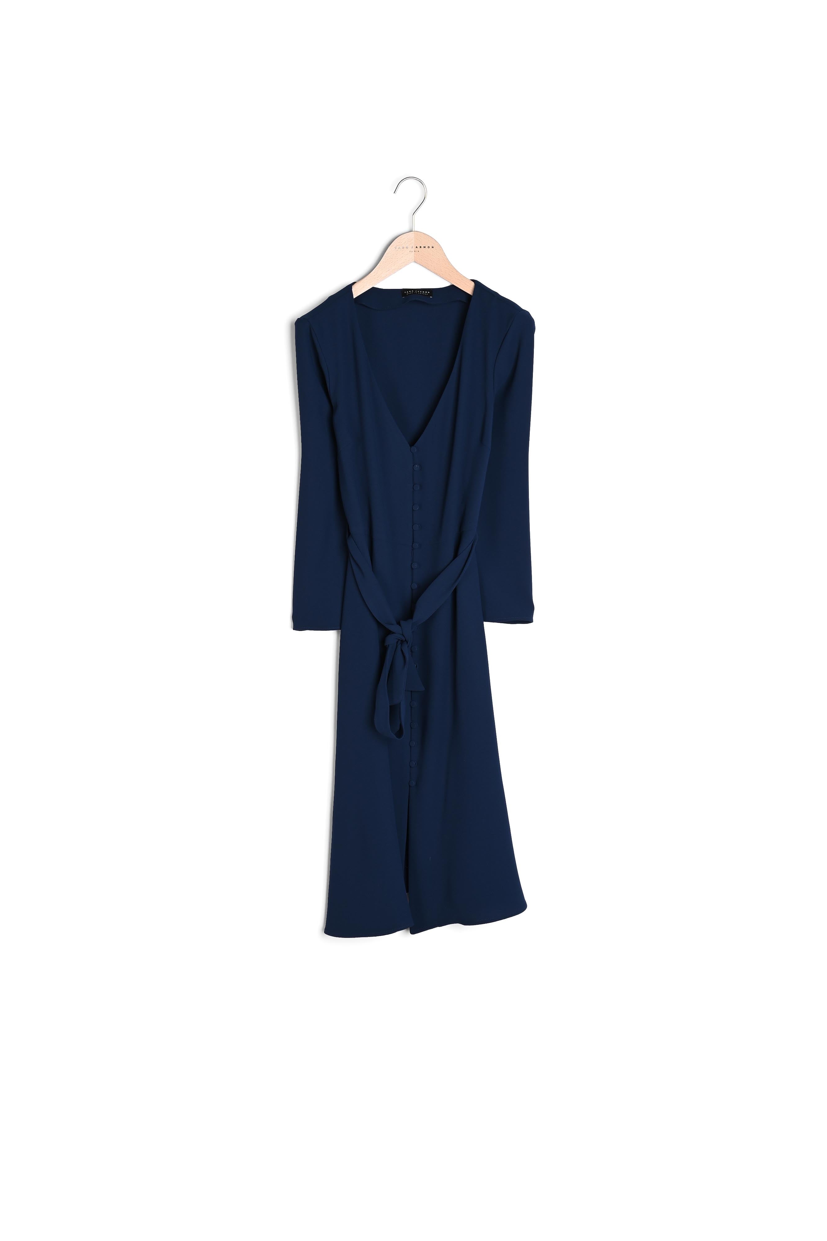 Robe Raynel bleu nuit en crêpe Faume - seconde main