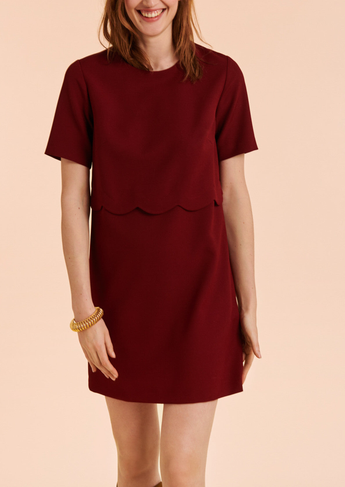 Robe Rosa bordeaux à festons Faume - seconde main