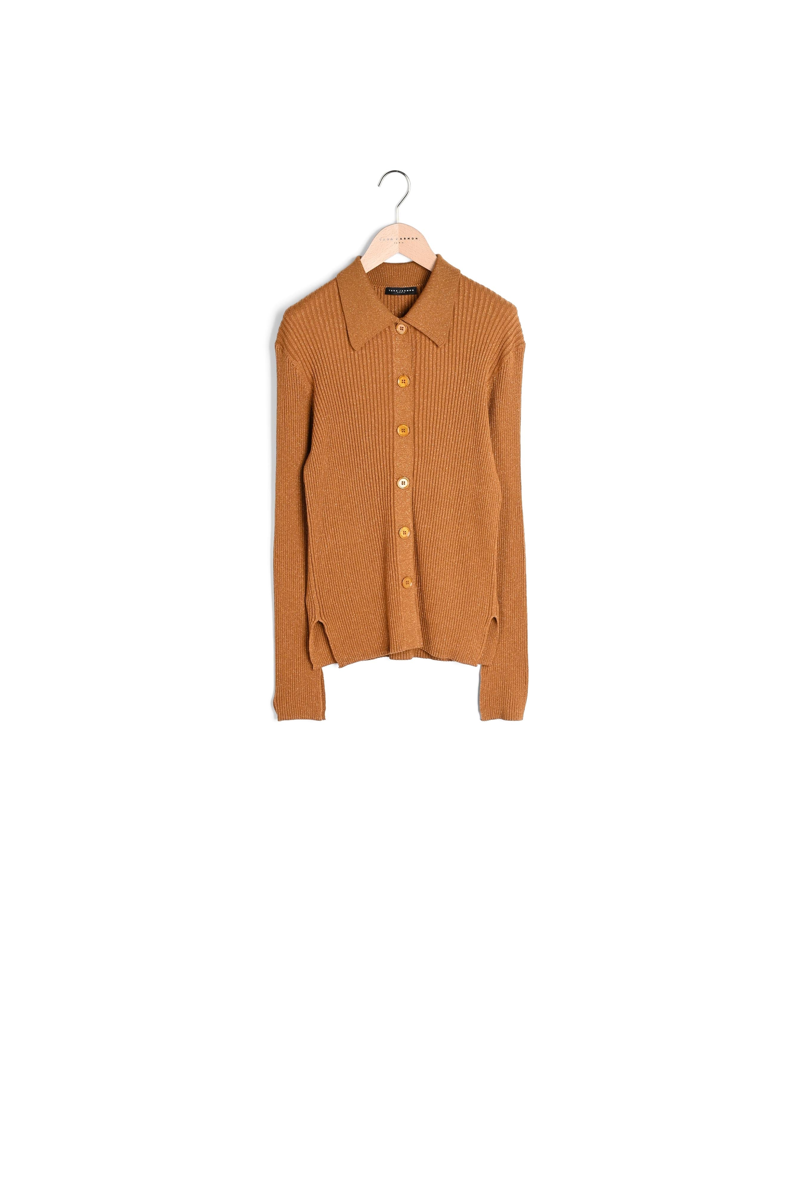 Cardigan Glossie marron en laine et lurex Faume - seconde main