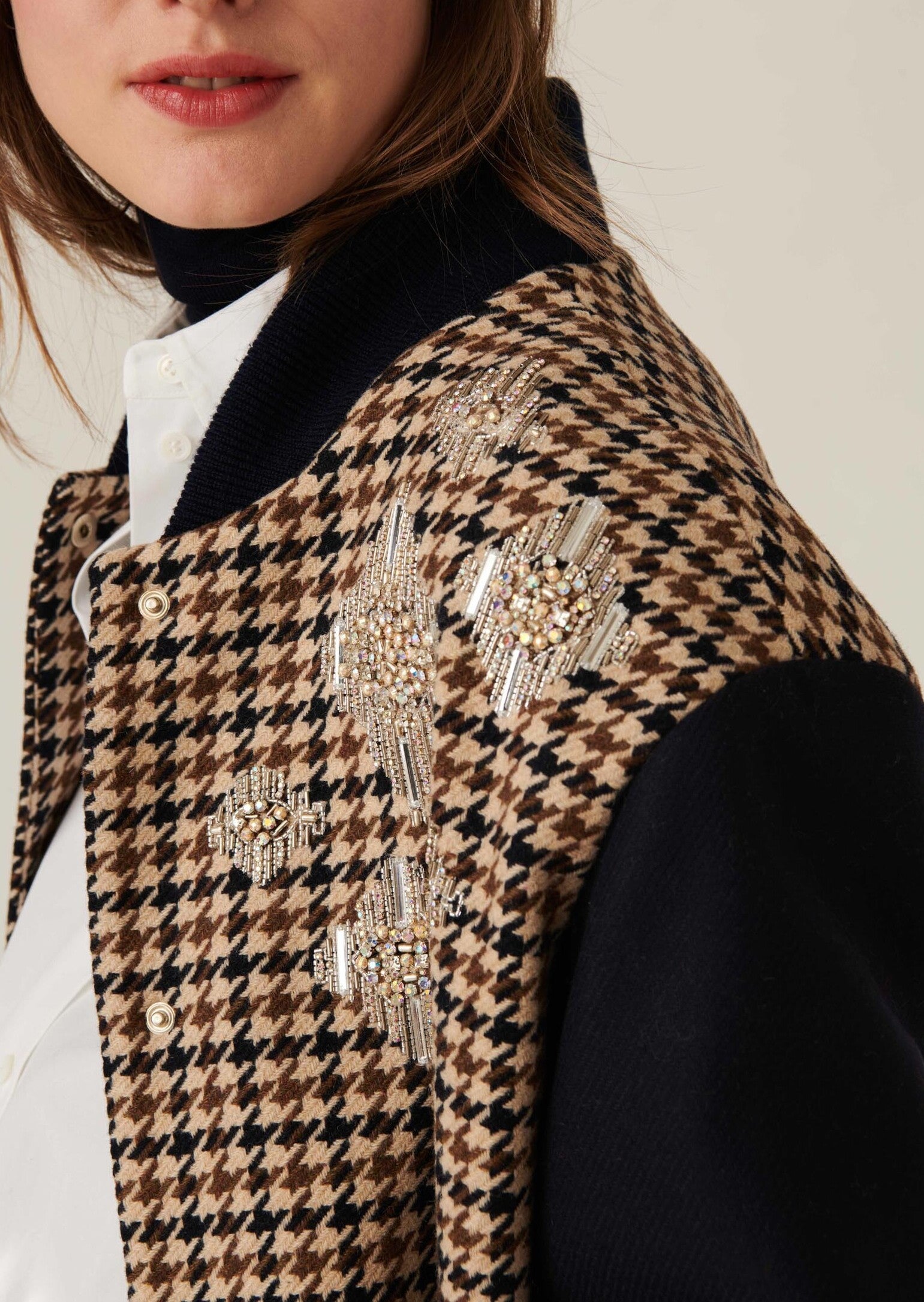 Blouson esprit teddy Vonnie en laine pied de poule Faume - seconde main