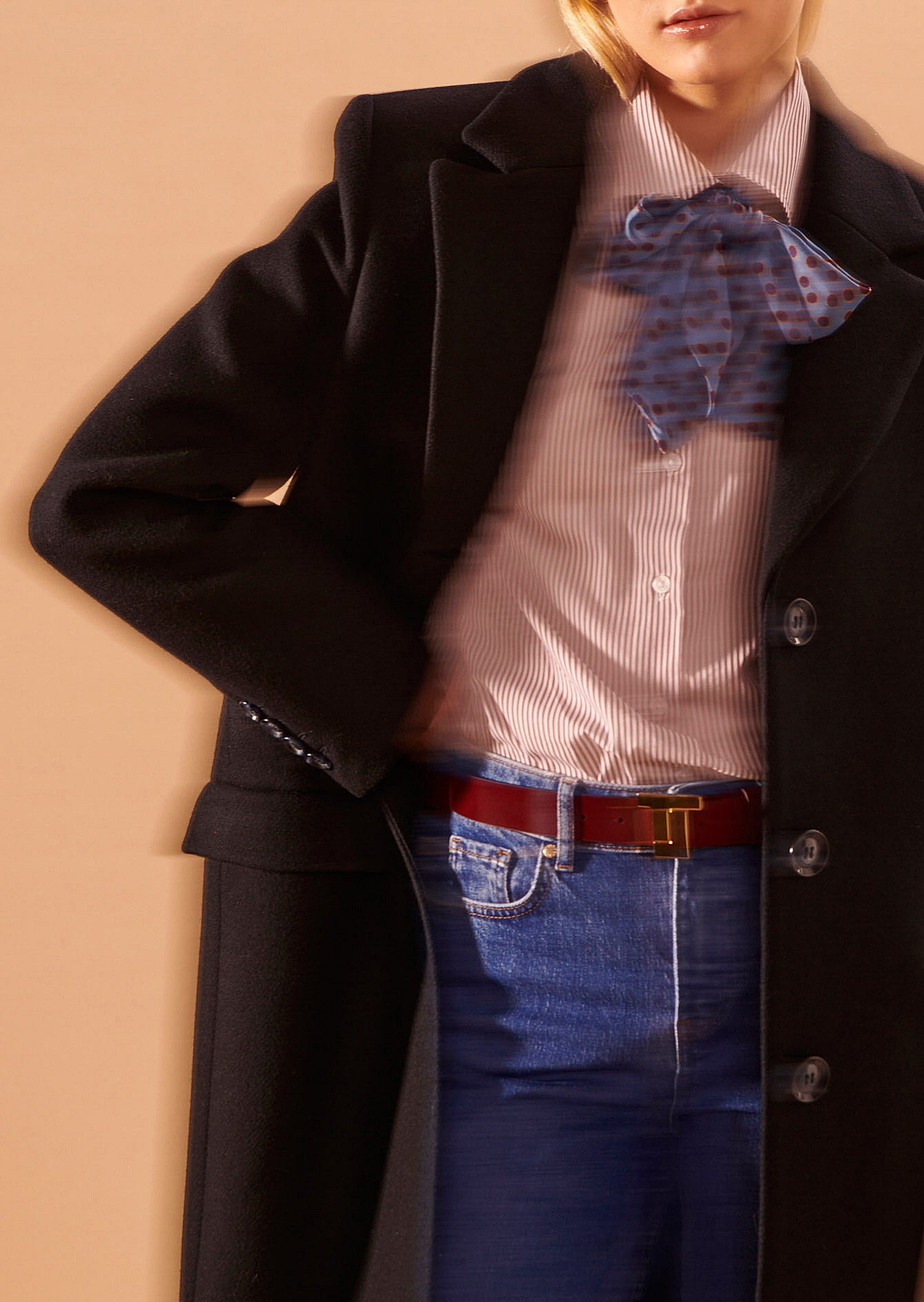 Manteau Mattie bleu nuit en drap caban Faume - seconde main