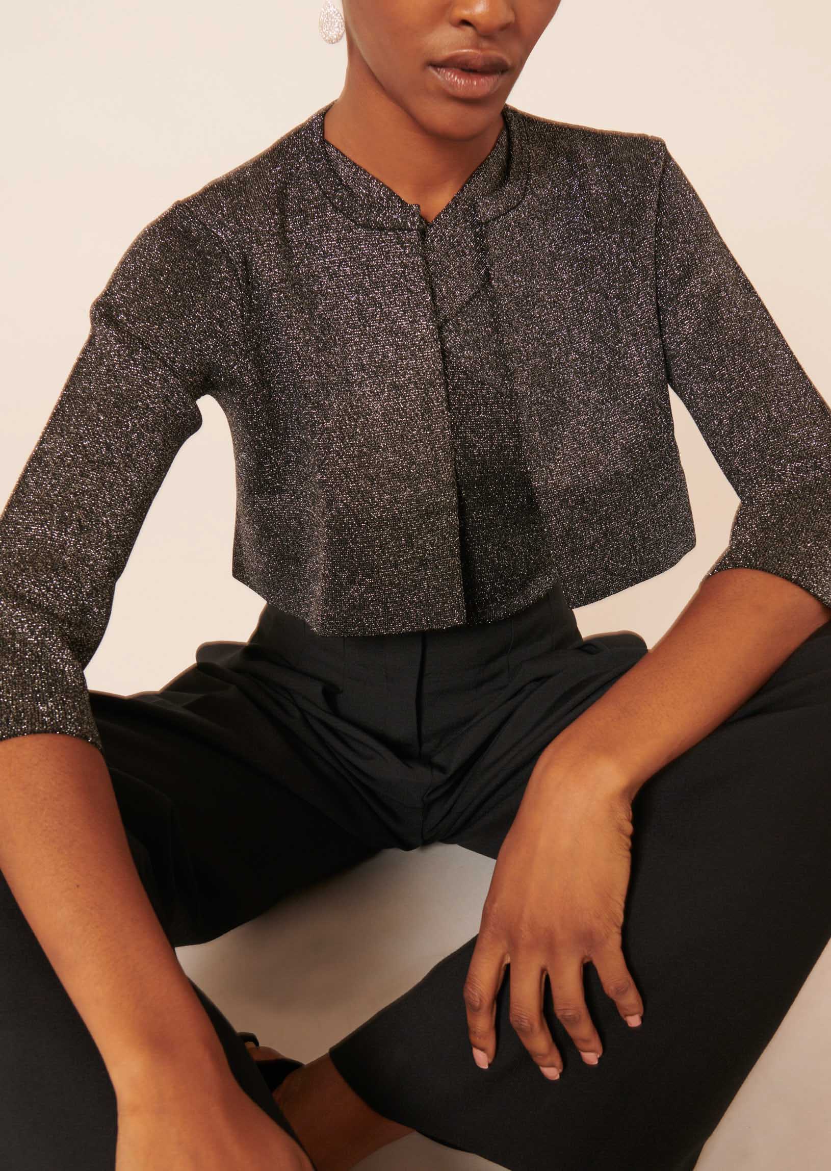 Gilet Groom noir en maille compacte lurex Faume - seconde main