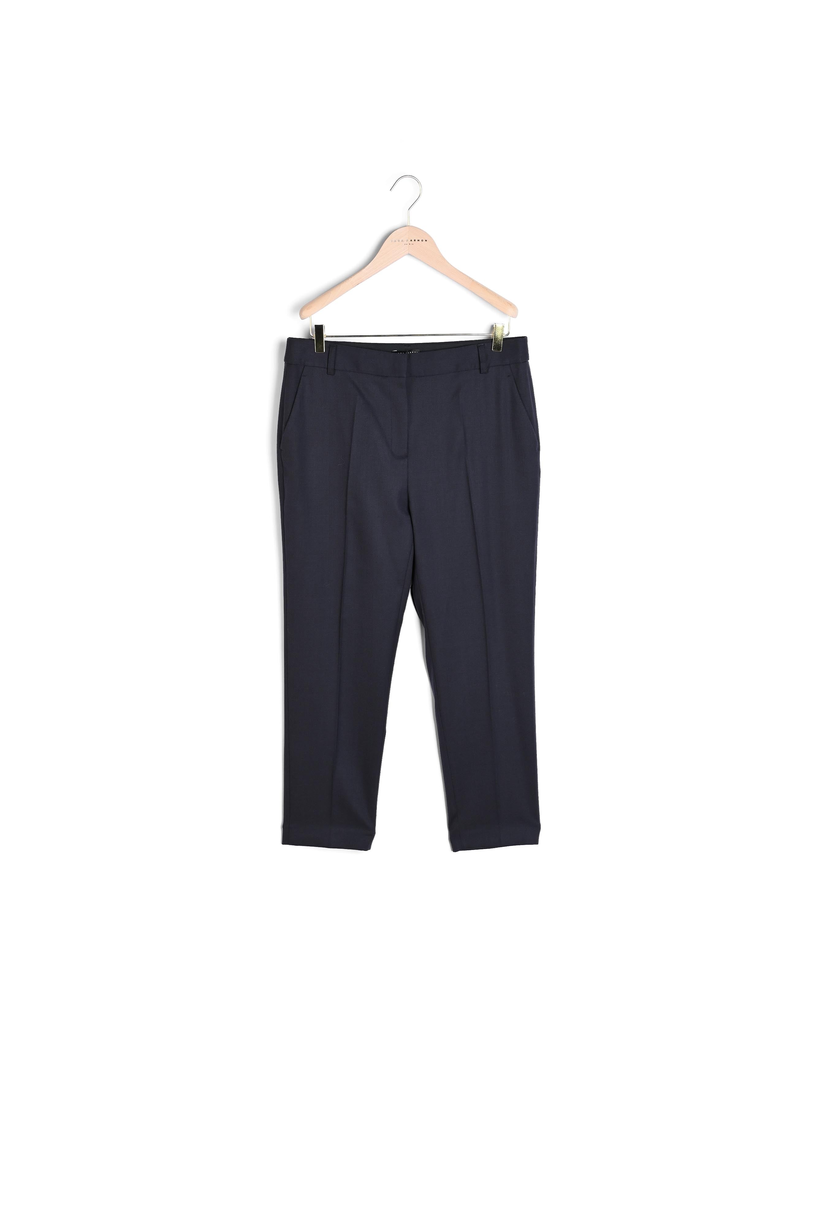 Pantalon Philippine en flanelle stretch bleu nuit Faume - seconde main